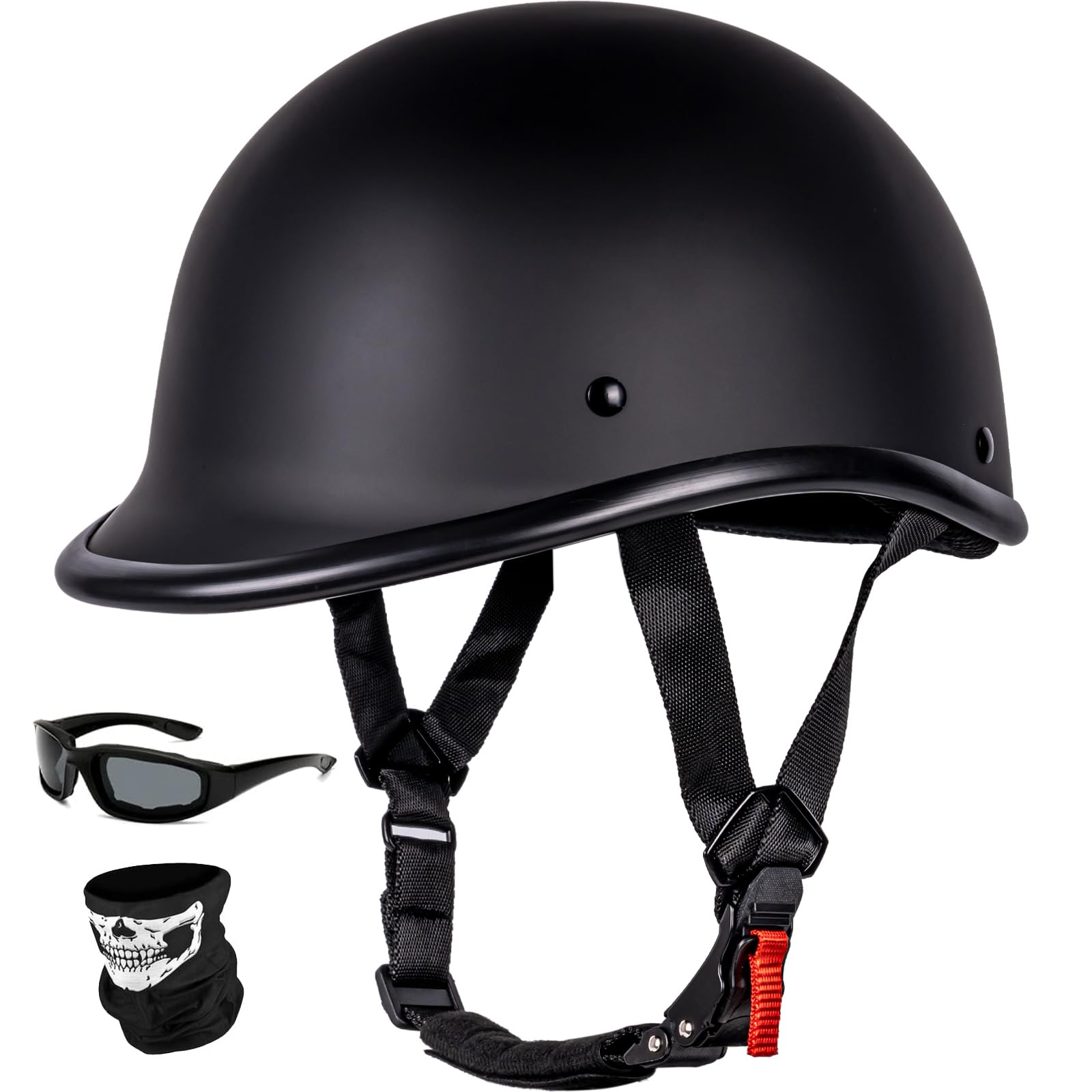 Yesmotor Vintage Motorcycle Half Helmet - Lightweight Low Profile Open-Face Half-Face Helmet - Dot Approved (Matte Black, Xl)