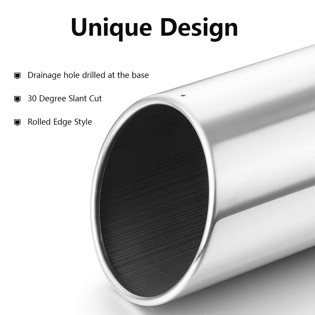 A-Karck Exhaust Tip 4'' Inlet, Polished Bolt On 4'' Inlet 5'' Outlet 12'' Long Stainless Steel Muffler Tip Protect Tailpipe