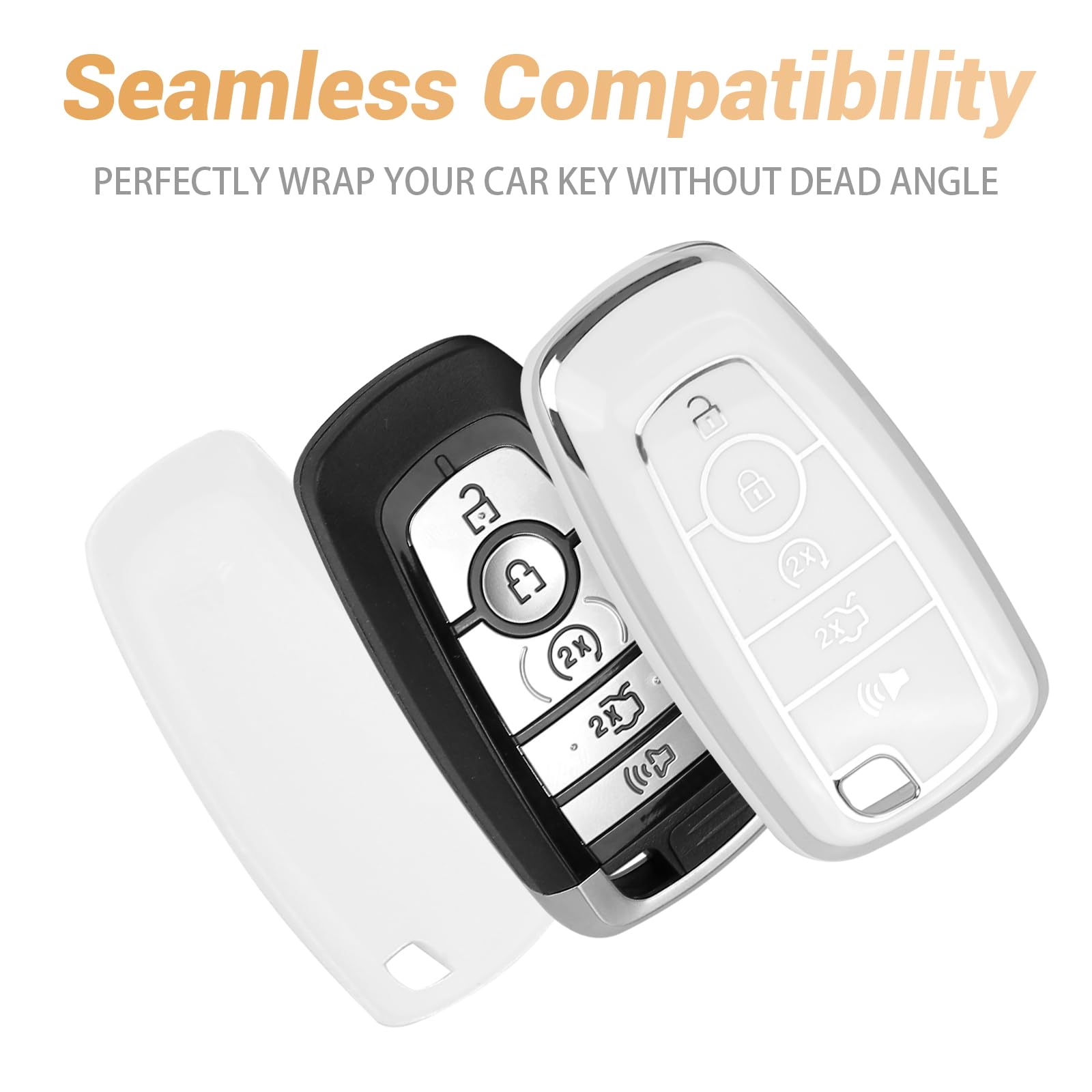 COGEEK Key Fob Cover with Bling Lanyard, Compatible with Bronco Edge Escape Expedition Explorer Fusion Mustang Ranger F150 F250