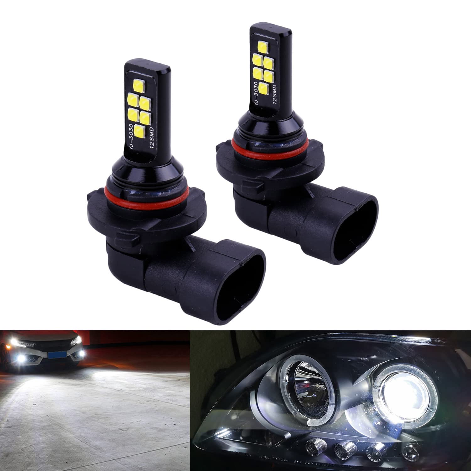 SOCAL-LED LIGHTING 2x HB4 9006 LED Fog Light Bulb for Powersports Advanced 3030 SMD Bright Colorful Daytime Running DRL Lamp, Co