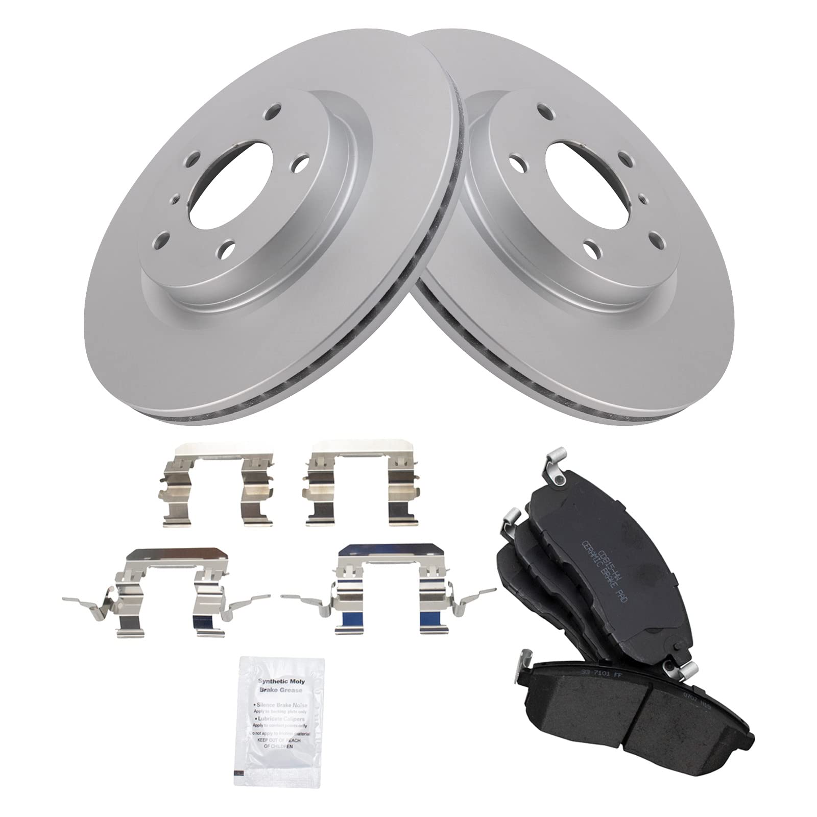 Trq Brake Pad & Rotor Kit Premium G-Coated Ceramic Front Compatible With 2003-2004 Infiniti G35 2003-2005 Nissan 350Z