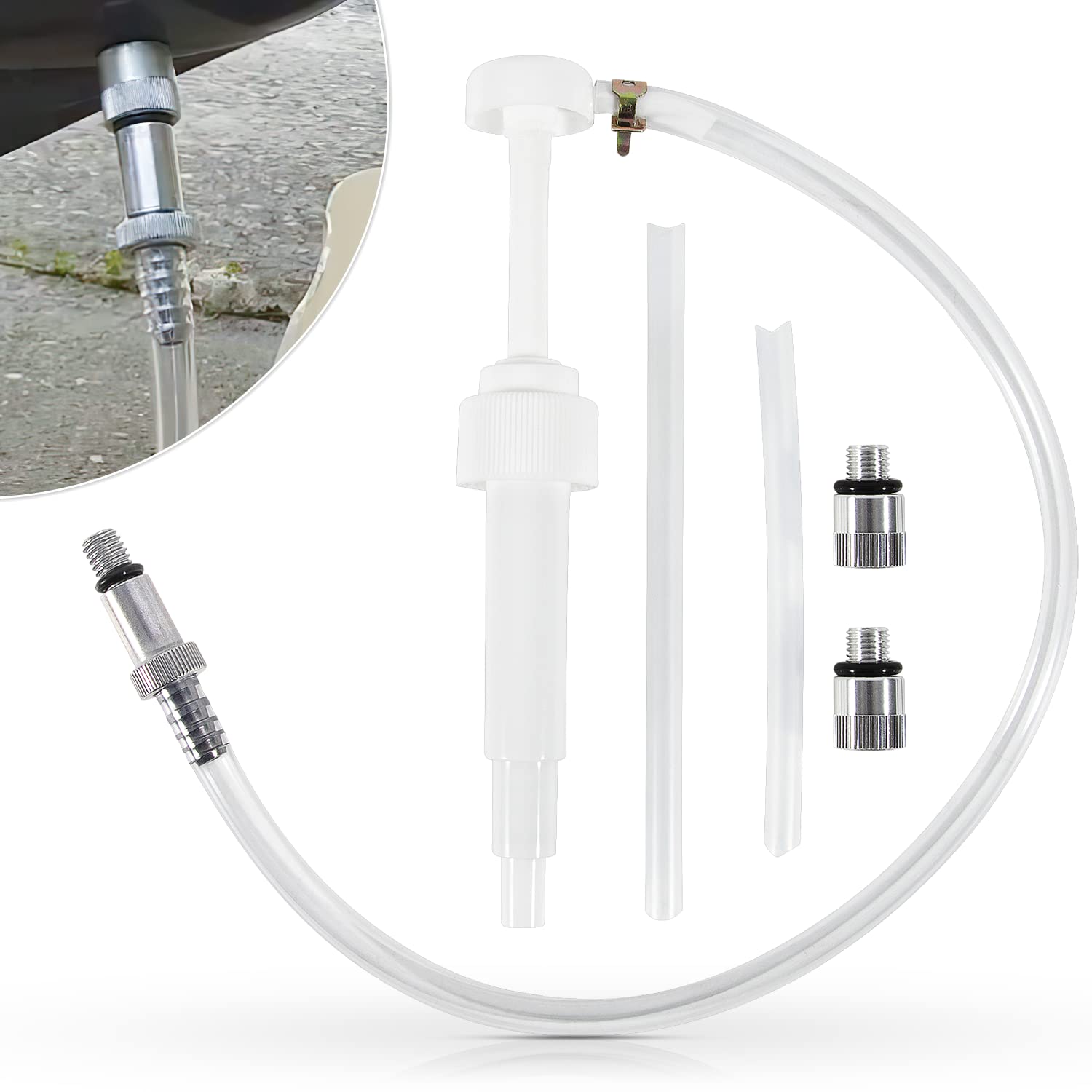 Upgrade Lower Unit Gear Oil Pump for Standard Quart Bottles, Come with 3/8in 8mm 10mm Metal Adapters, Fits All Mercury and Marin