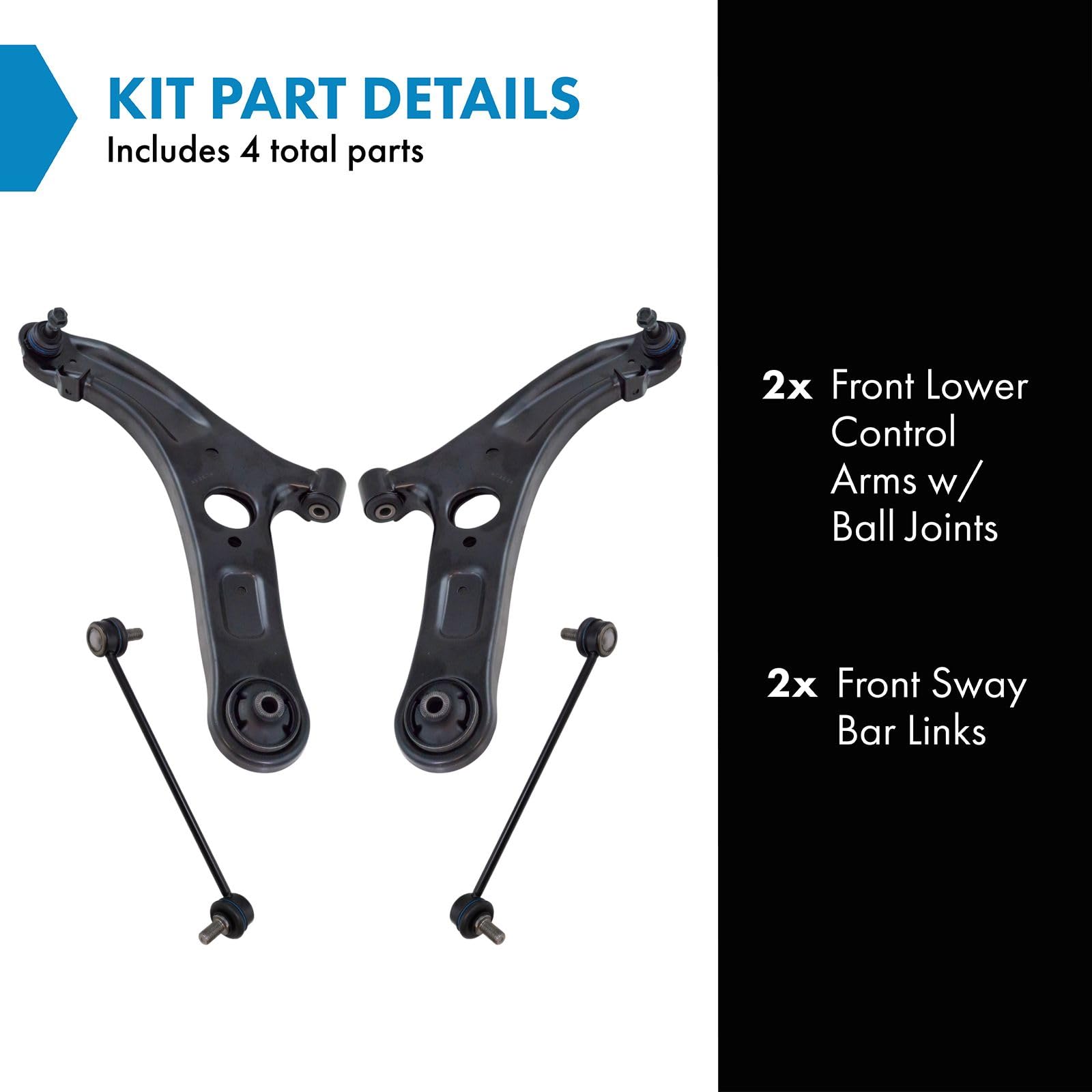 Trq Front Suspension Kit Control Arm With Ball Joint Sway Bar Stabilizer Link Compatible With 2011-2016 Hyundai Elantra 2013-201