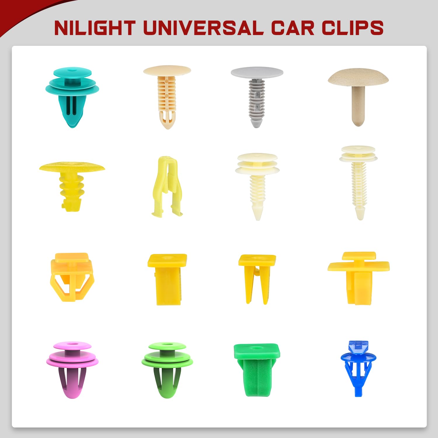 Nilight 501Pcs Universal Car Clips Mixed Auto Bumper Fender Trim Door Shield Engine Retainer Rivet Push For Gm Ford Chrysler Toy