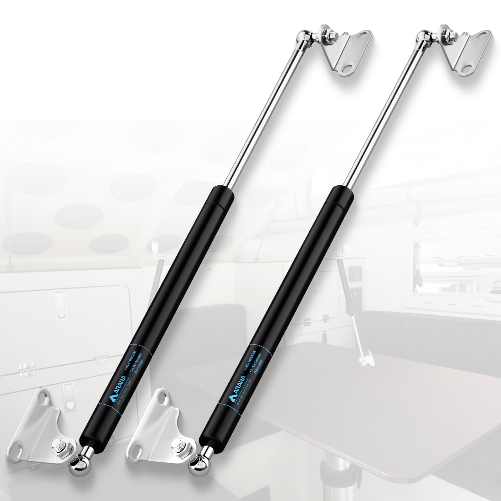 23 Inch 120 Lb Gas Prop Struts Shocks With L Mounting Brackets, 23'' 120 Pound Lift-Support Gas Springs For Heavy Duty Storage B