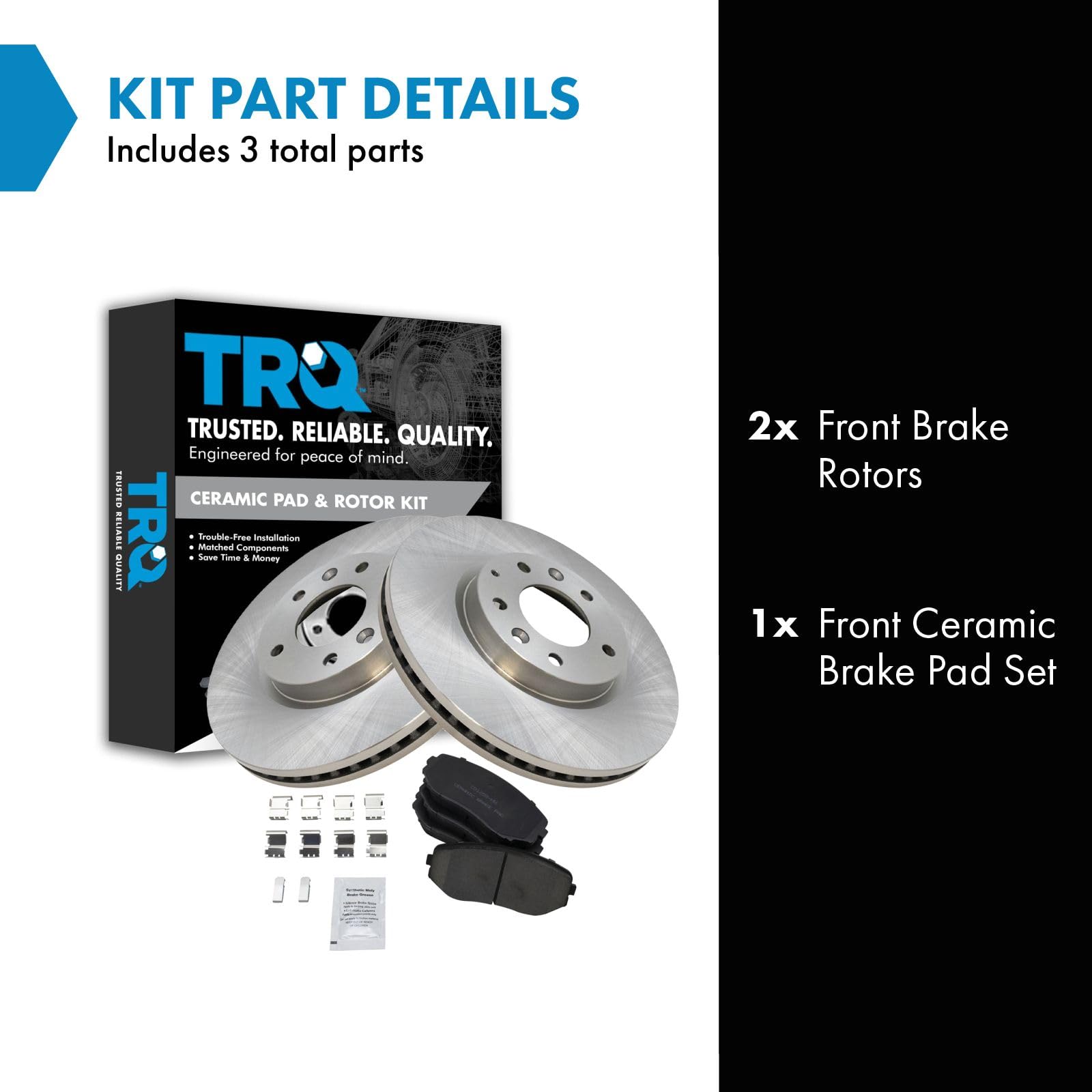 Trq Front Brake Pad & Rotor Kit Brake Pads Brake Rotor Ceramic Compatible With 2007-2012 Mazda Cx-7