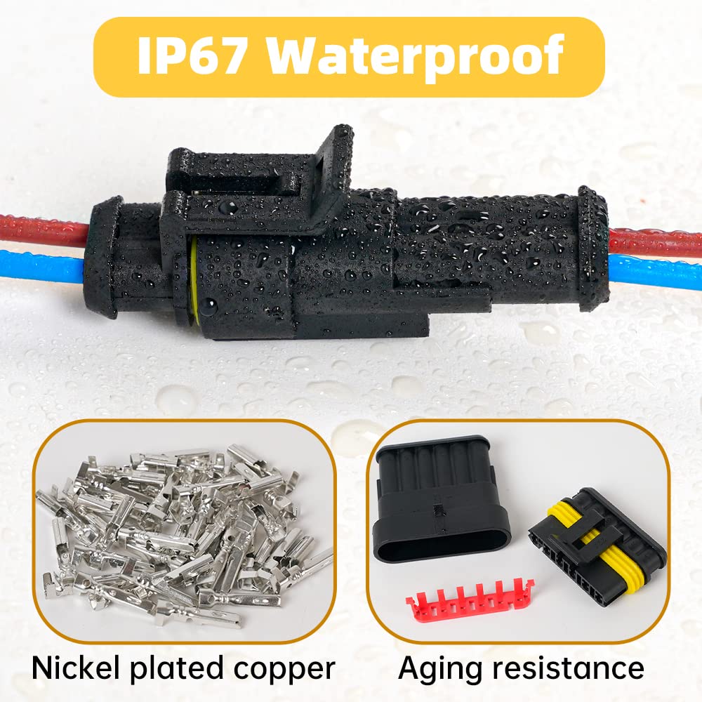 Amliber 709Pcs 43 Kits Waterproof Automotive Wire Connectors With Ratcheting Wire Crimper, 1/2/3/4/5/6 Pin Automotive Electrical