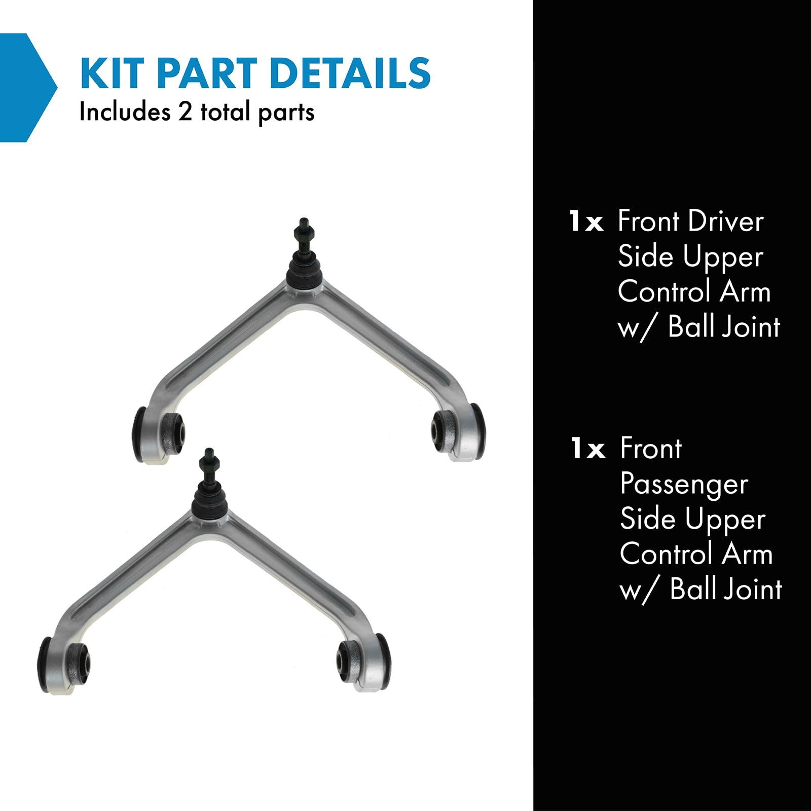 Trq Front Upper Control Arm With Ball Joint Set Compatible With 2007-2009 Chrysler Aspen 2004-2009 Dodge Durango 2002-2005 Ram 1