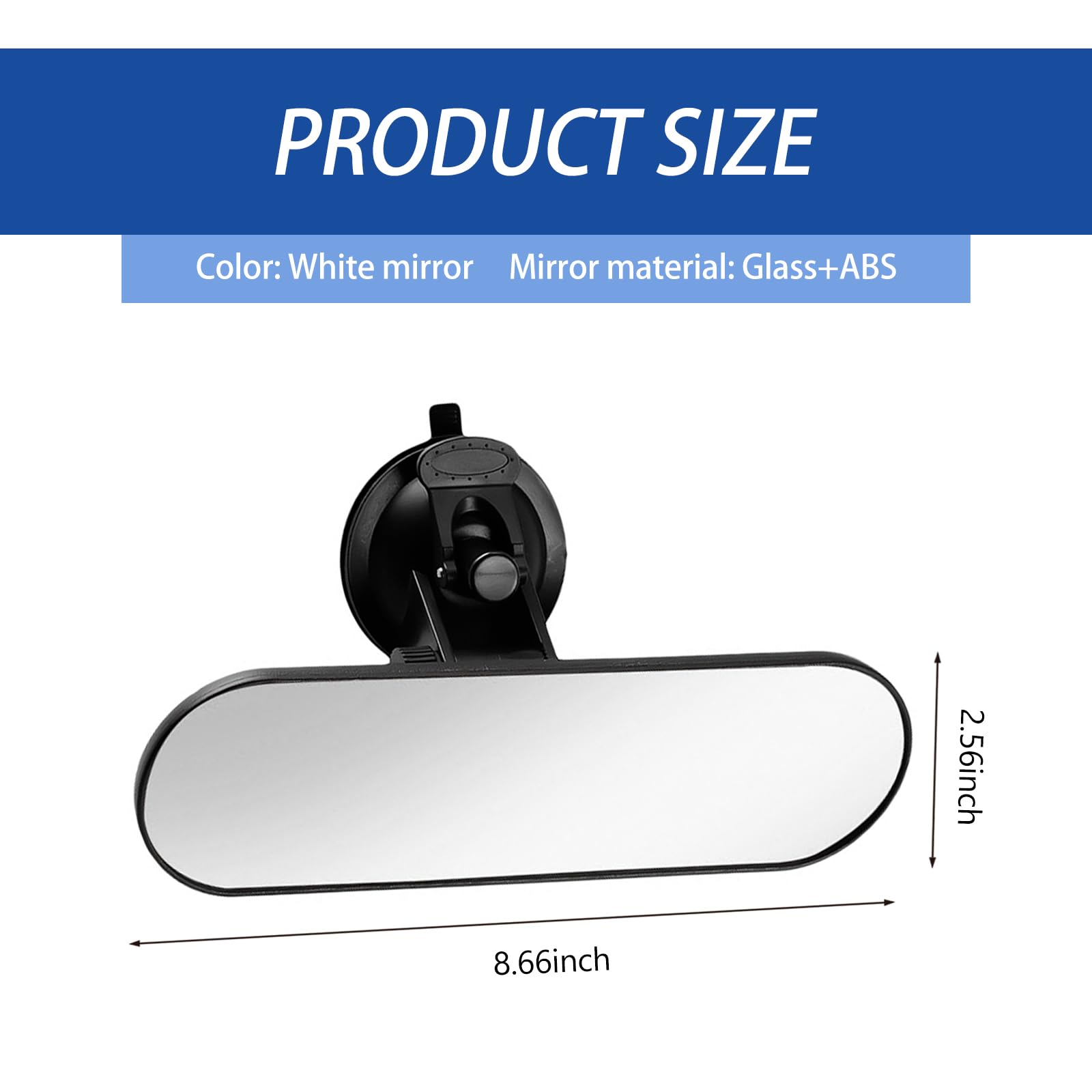 Ajxn Pack-1 Rear View Mirror, Universal Car Interior Rearview Mirror, Anti Glare Rear View Mirror With Suction Cup, Auto Inside Rearview Mirror Provides Wide Angle And Clear View (White)