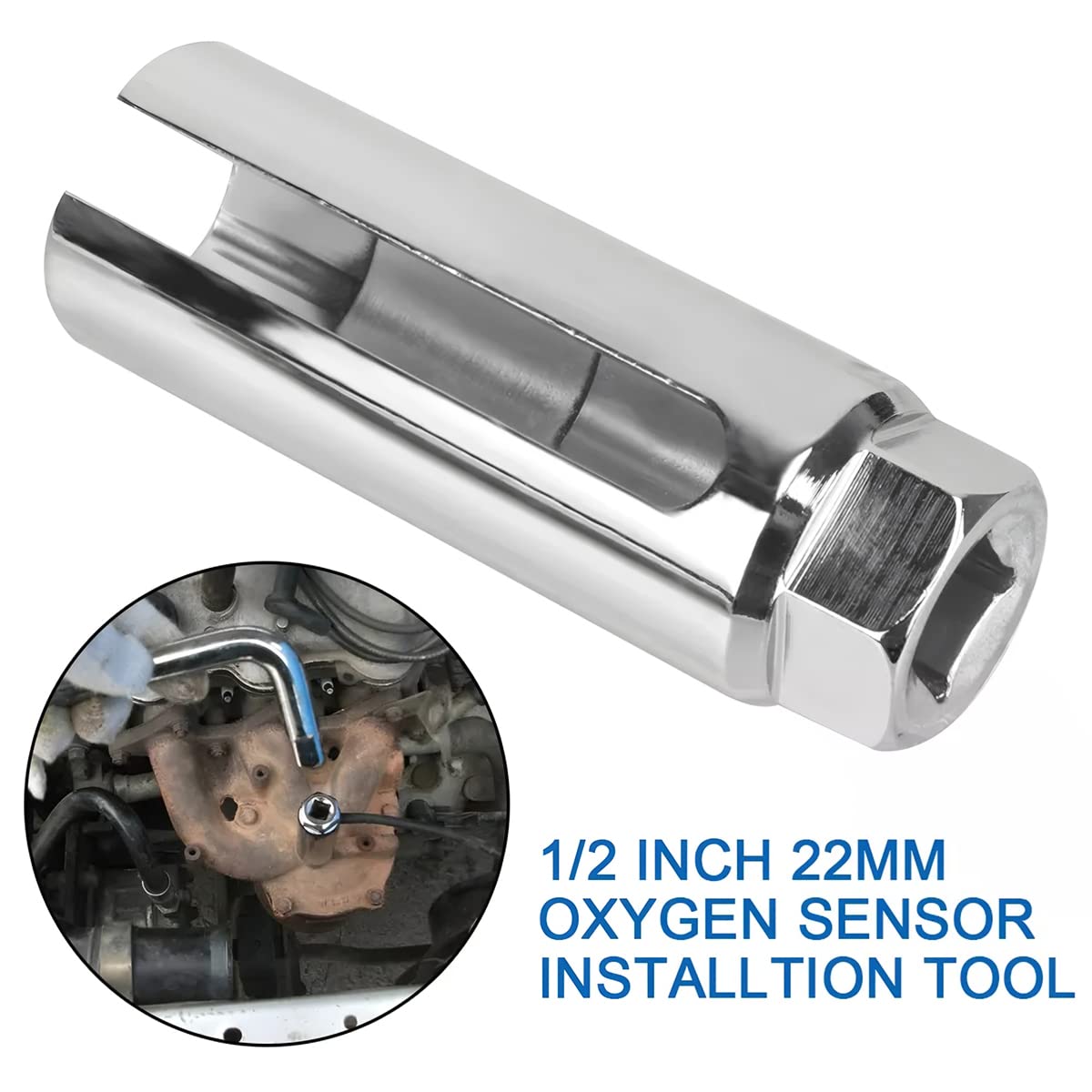 BELOMI Oxygen Sensor Sockets, 7/8 inch (22mm) Wire Gate Accesses Sensor from Side, Premium Drive Offset Oxygen Sensor Socket Uni