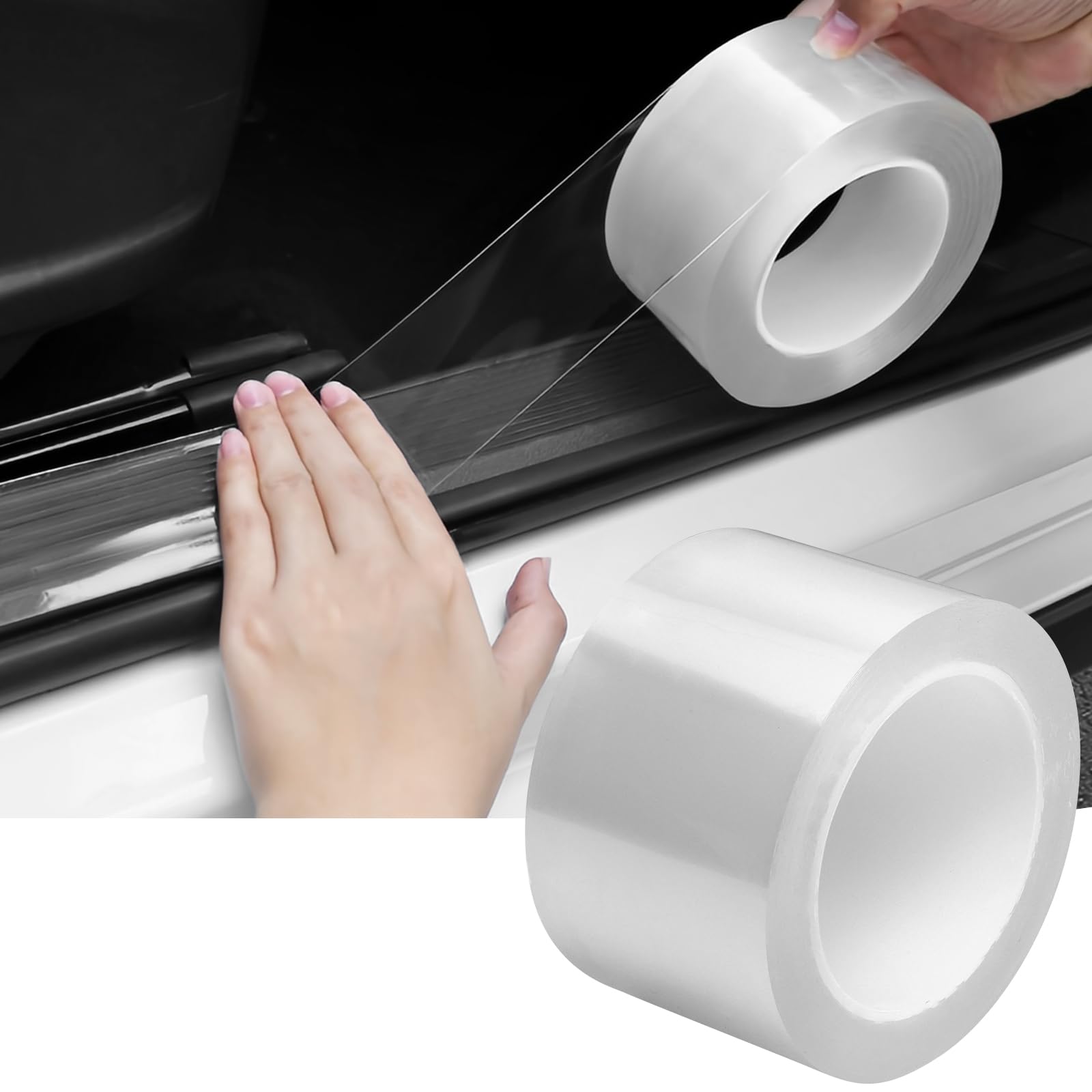 Dgsl Car Door Edge Guards Door Sill Protector, 2In X 19.7Ft 5D Carbon Fiber Car Wrap Film, Vinyl Automotive Wrap Film Anti-Colli