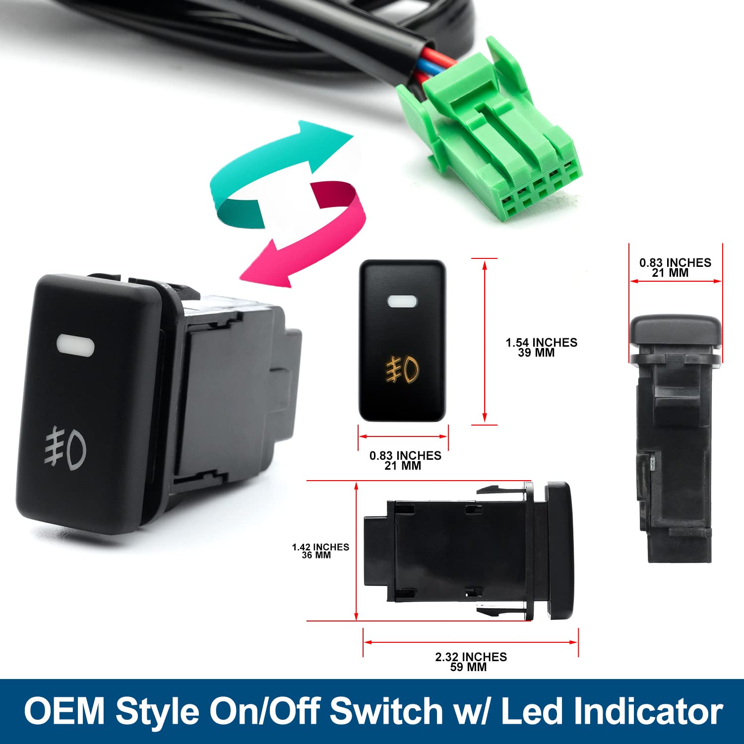 H11 H8 880 881 Fog Light Wiring Harness For Toyo'Ta 2005-2022 Tacoma W/Oem Factory Style On/Off Switch Kit & 40A Relay Fog Lamps
