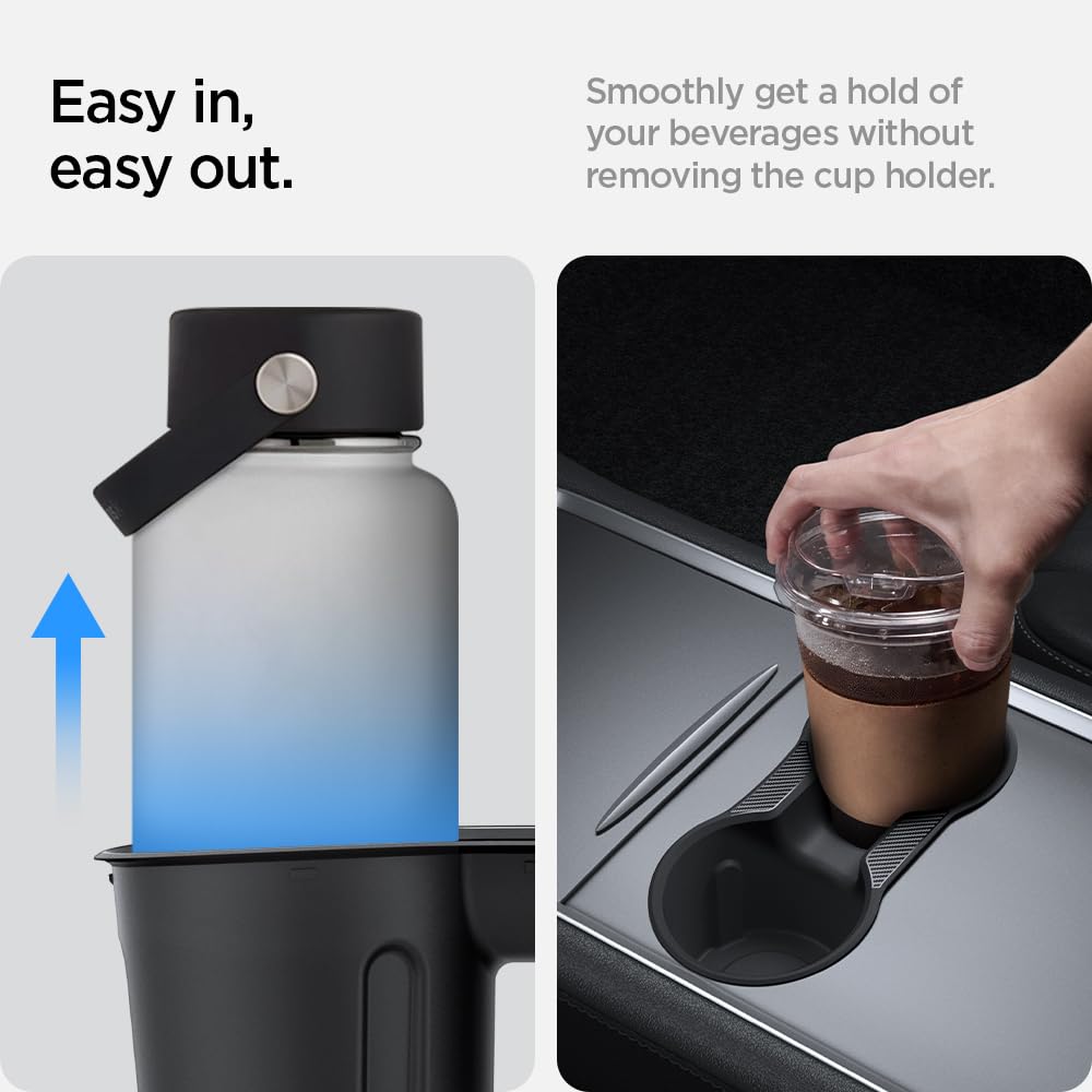 Spigen Cup Holder Insert Relaxed Grip Designed For Tesla Model 3 & Y 2025/2024/2023 [Not Compatible With Model 3 2025/2024 Refre