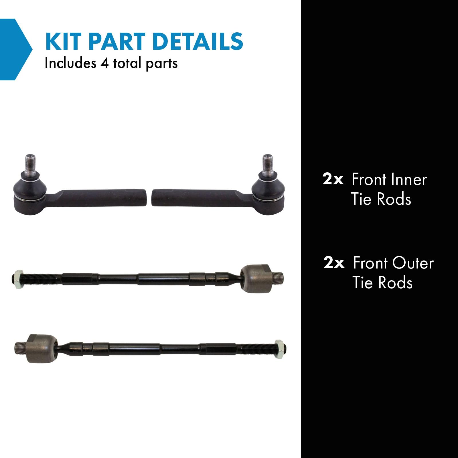 Trq Front Inner And Outer Tie Rod Set Compatible With 2009-2013 Subaru Forester 2015-2019 Wrx