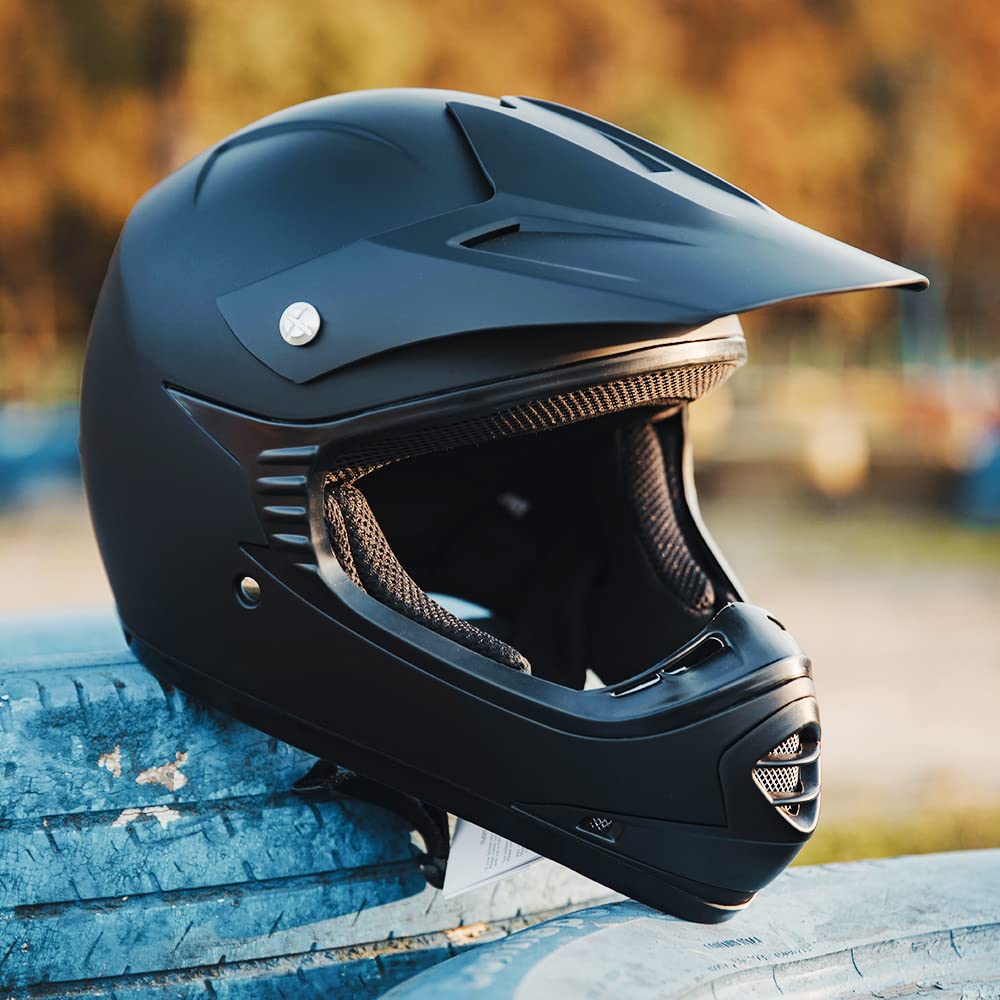 Ilm Youth Kids Atv Motocross Helmet Goggles Sports Gloves Dirt Bike Motorcycle Off Road Dot Approved B07 (Youth-Xl, Matte Black)