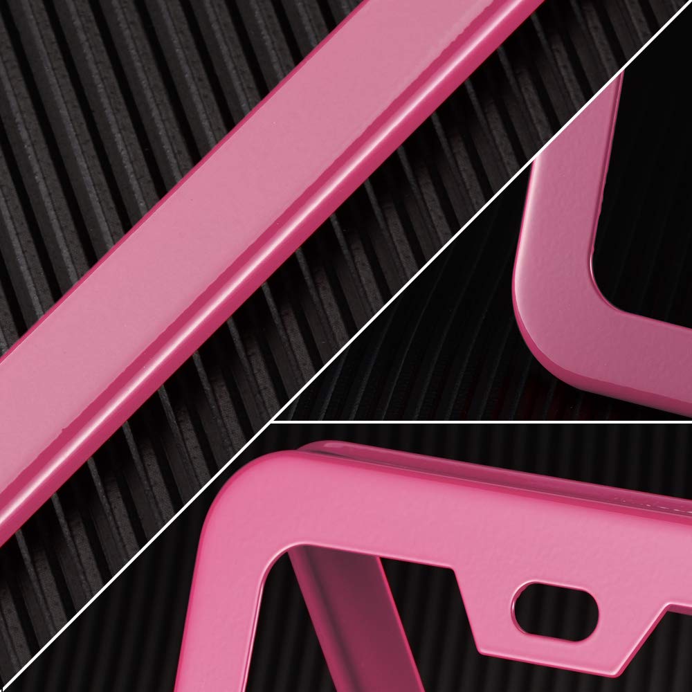 Deselen Pink License Plate Frame, Metal Thin Stainless Steel With 2 Holes Screw Cap, 2 Pack (Pink (Women'S Favorite))