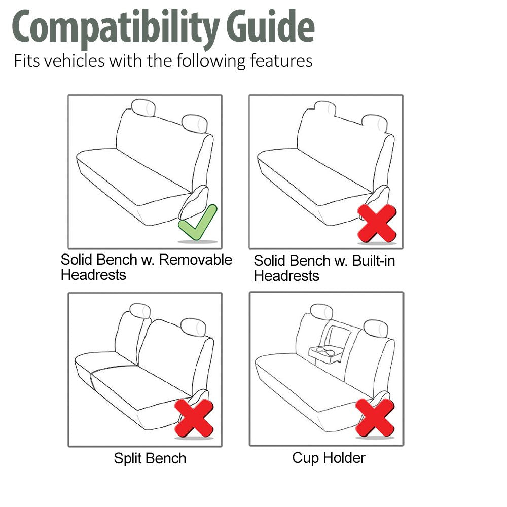 Fh Group Car Seat Cover Rear Seat Cover For Back Seat Cloth - Universal Fit For Cars With Solid Bench, Black Car Seat Protector