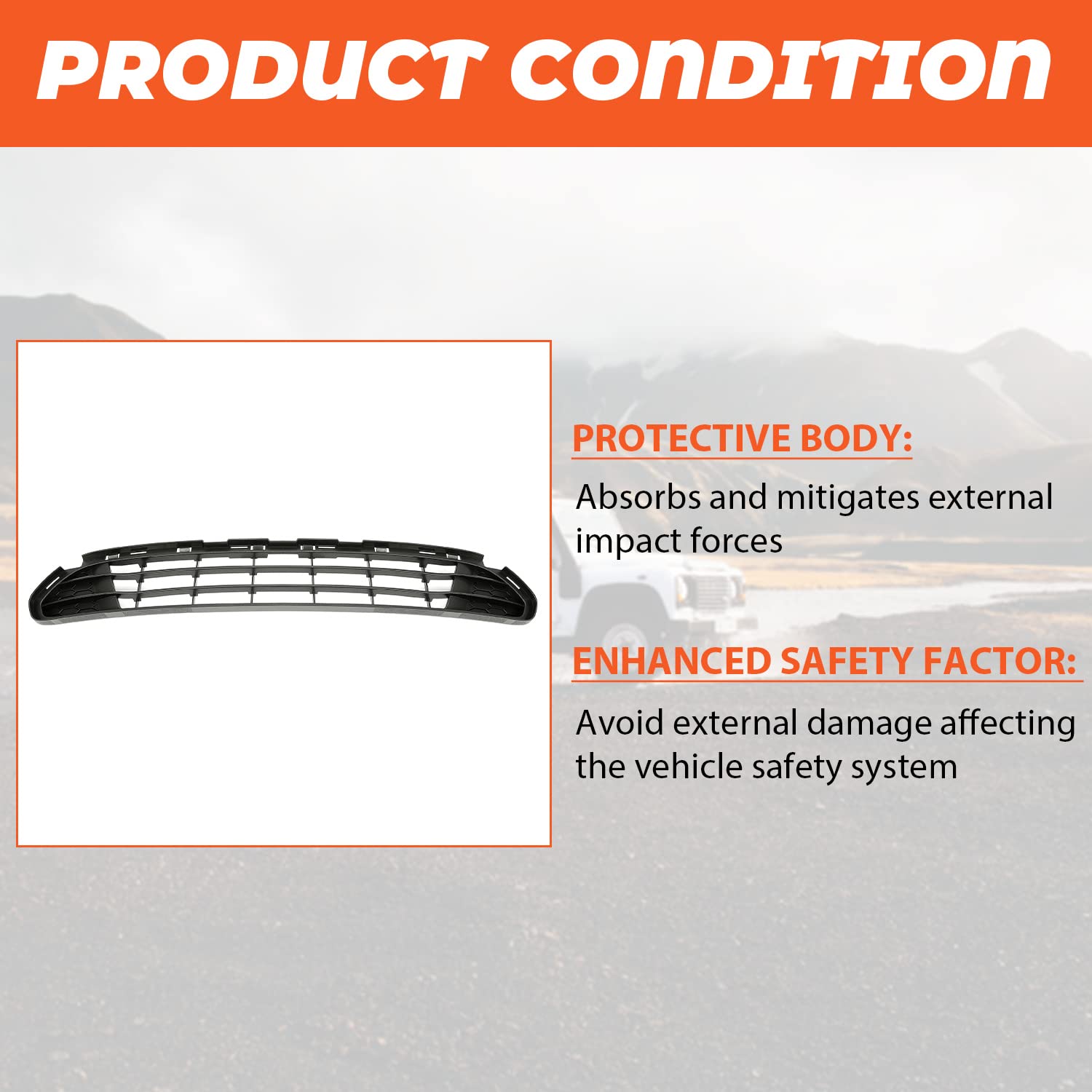 Kojem Front Bumper Lower Grille Compatible with 2010-2012 Ford Fusion Hybrid & S & SE & SEL & Sport Center Bumper Grill Cover Re