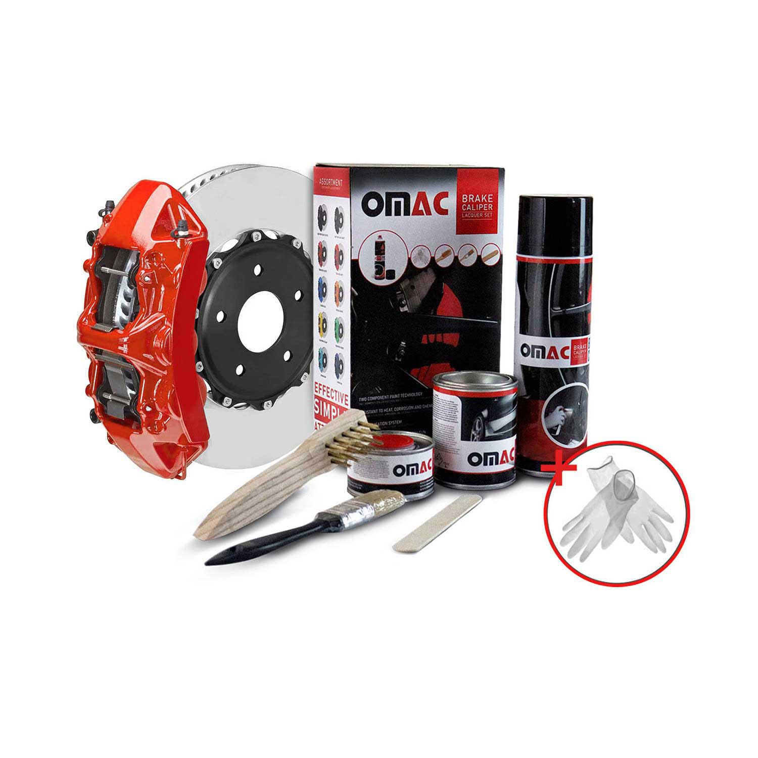 Omac High Temperature Brake Caliper Paint System Kit, Heat Resistant Coating, Epoxy Paint Based System, Texas Red (Glossy)
