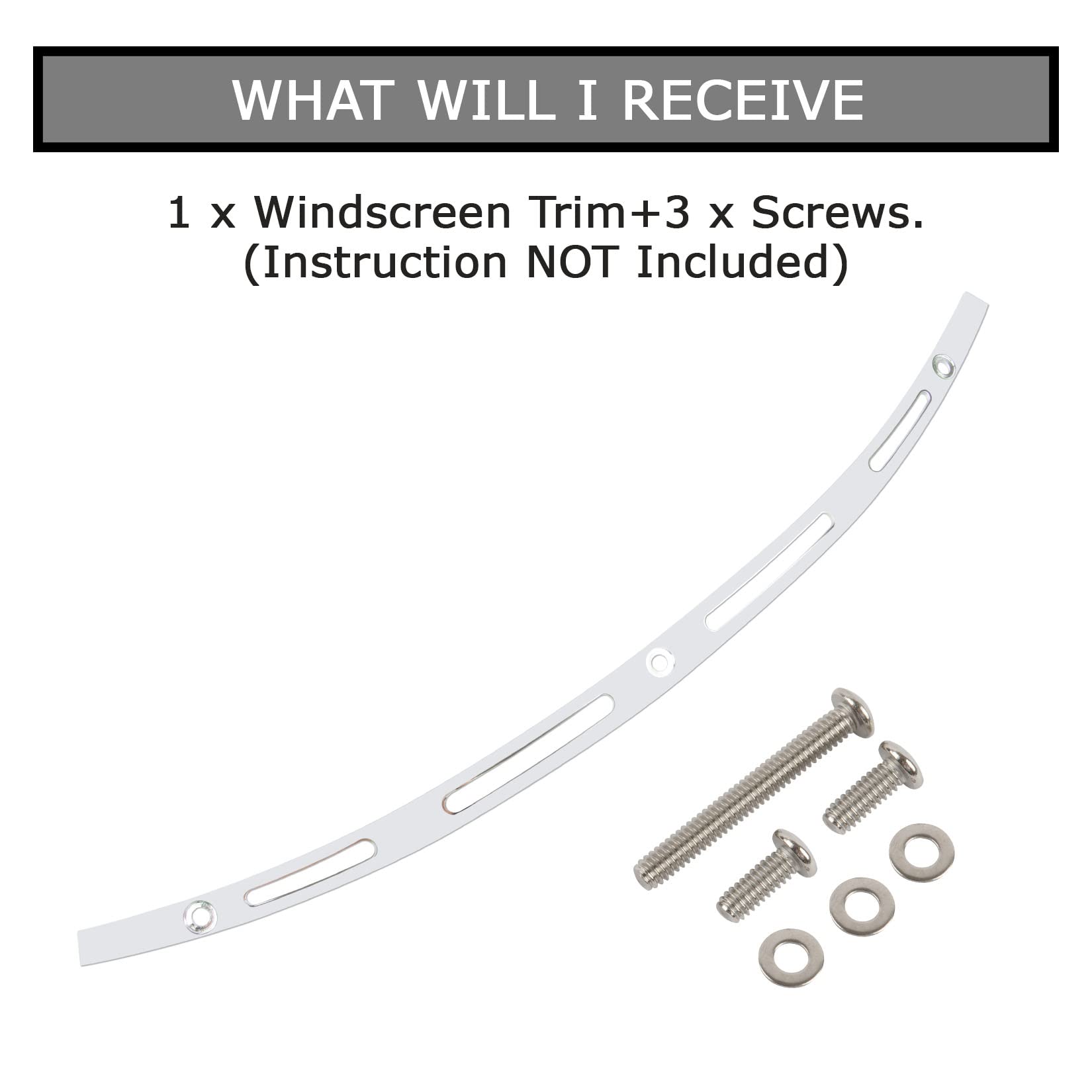 4 Slotted Track Polished Batwing Fairing Windshield Windscreen Trim Molding Clips Accent Parts for Touring Street Glide Electra