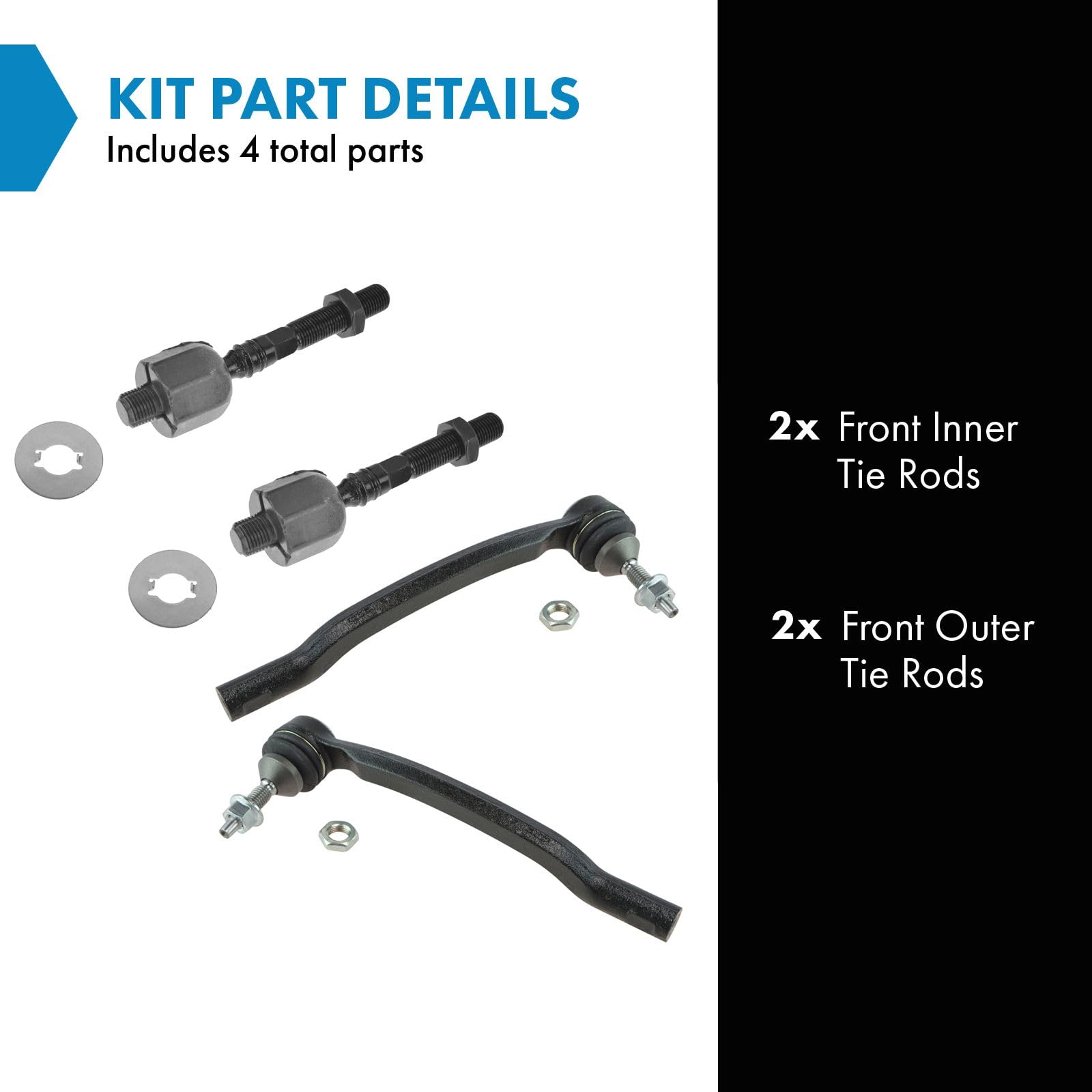 Trq Front Tie Rod Set Compatible With 2004-2007 Volvo Xc70 2003-2014 Xc90