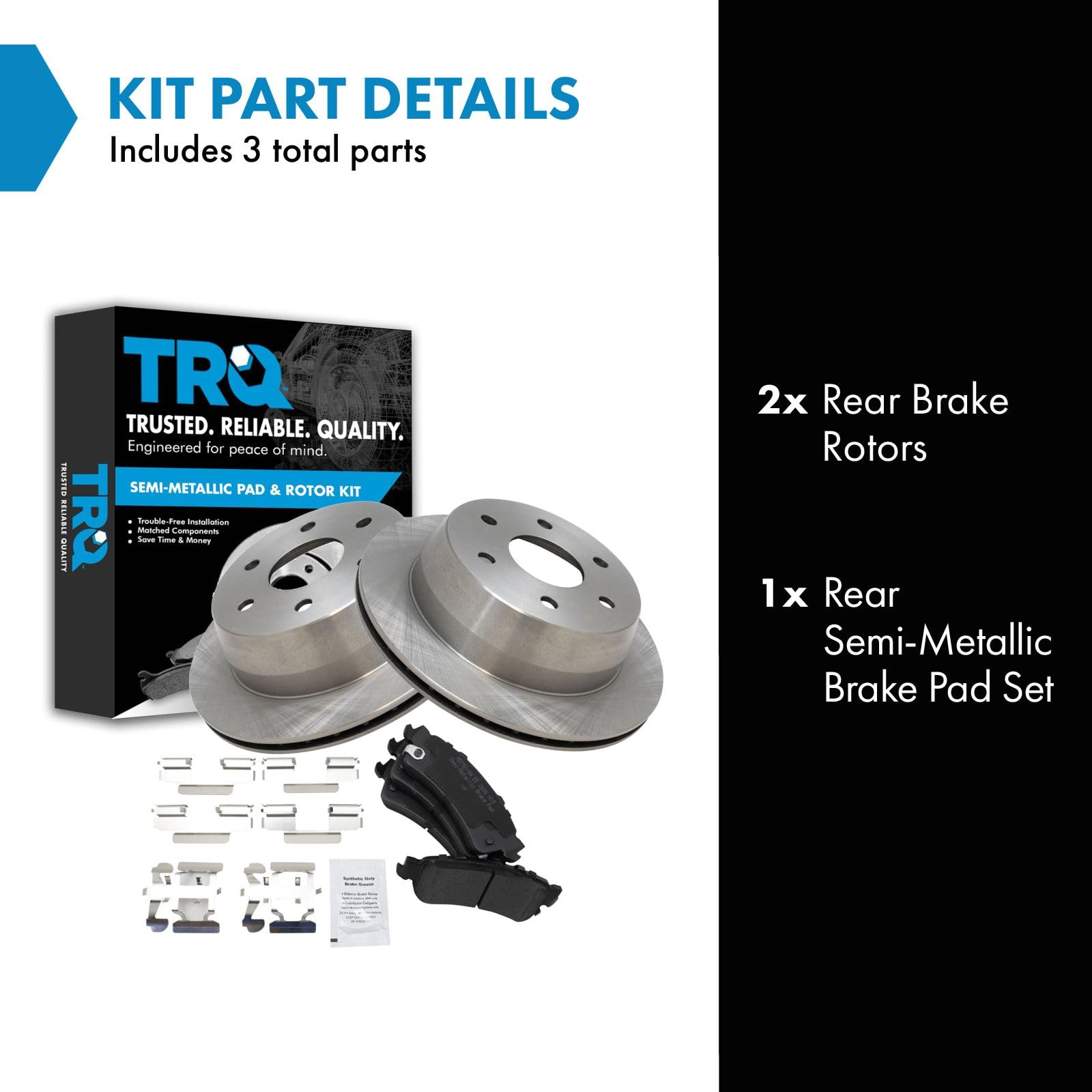 Trq Rear Premium Posi Metallic Brake Pad & Rotor Kit For Chevy Gmc Cadillac
