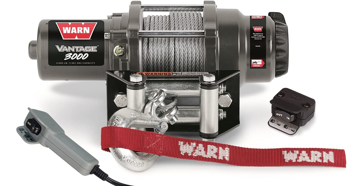 Warn Vantage 3000 Winch - 3000 lb. Capacity, 50 of 5/16 Wire Rope, Roller Fairlead, Wired Remote Control, Weather-Sealed, for A