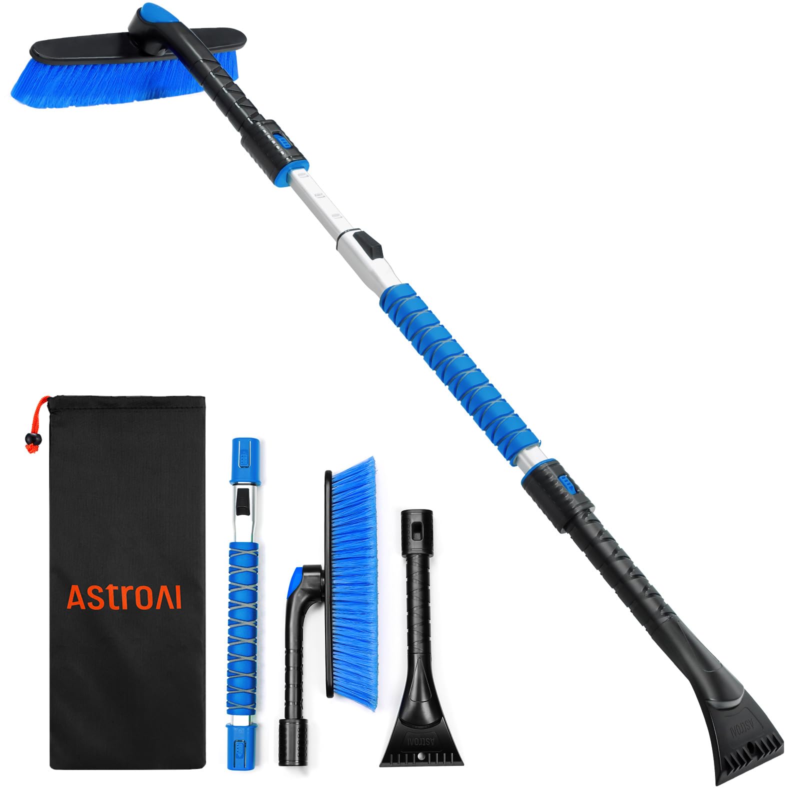 Astroai 47.2'' Ice Scraper And Extendable Snow Scraper For Car Windshield With Foam Grip And 360