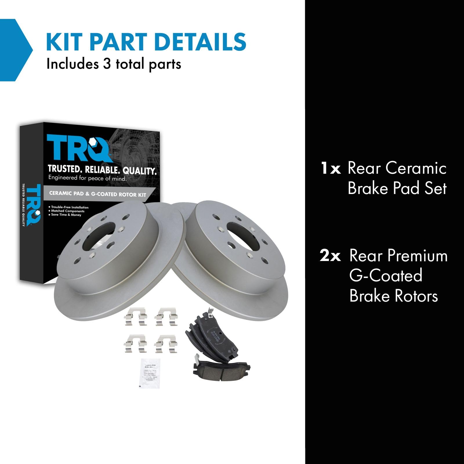 Trq Rear Brake Pad & Rotor Kit Brake Pads Brake Rotor Ceramic Premium G-Coated Compatible With 2009 Buick Lacrosse 2006-2010 Che