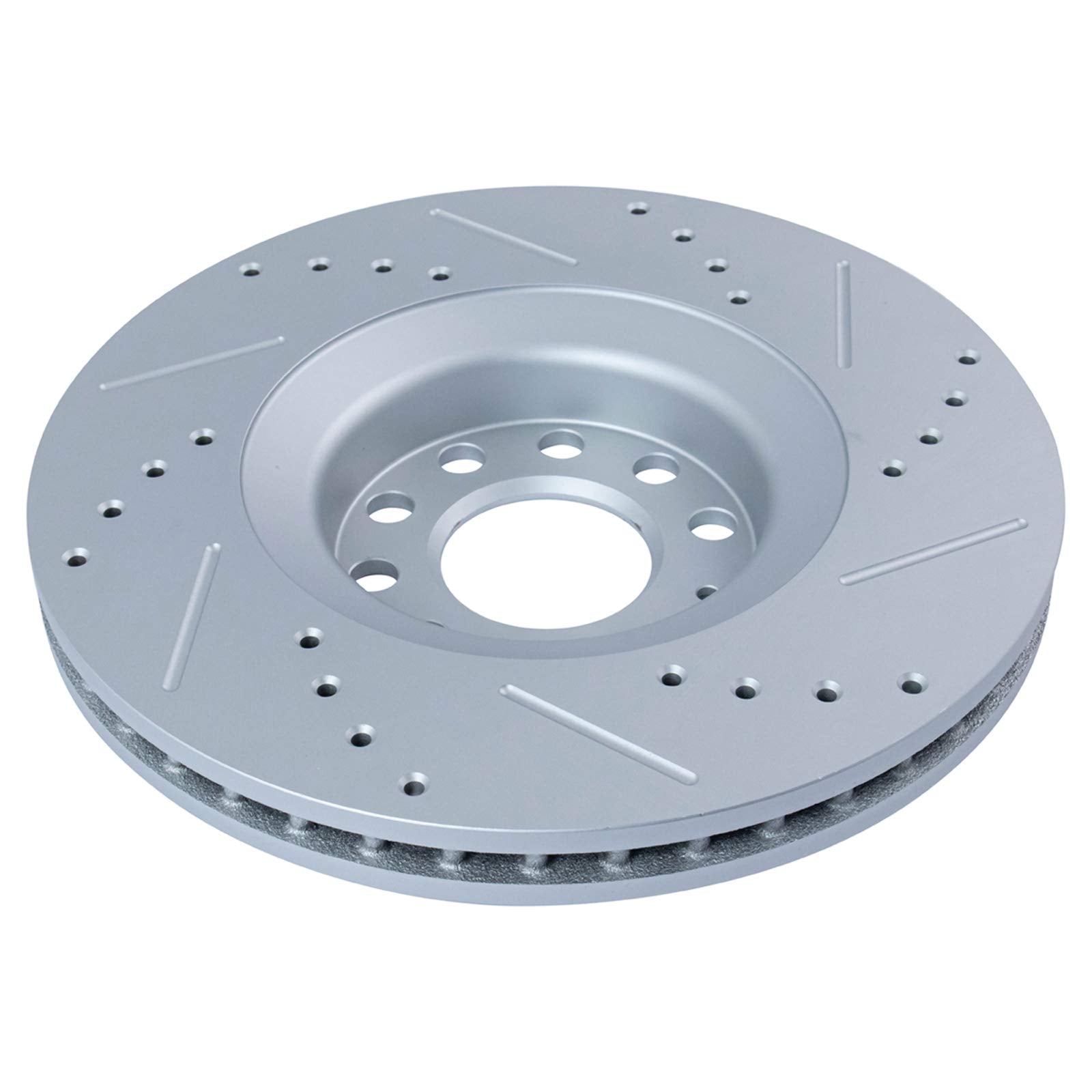 Trq Front Performance Brake Rotors Set Premium G-Coated Cross Drilled & Slotted Compatible With 2005-2009 Audi A4 A4 Quattro 200