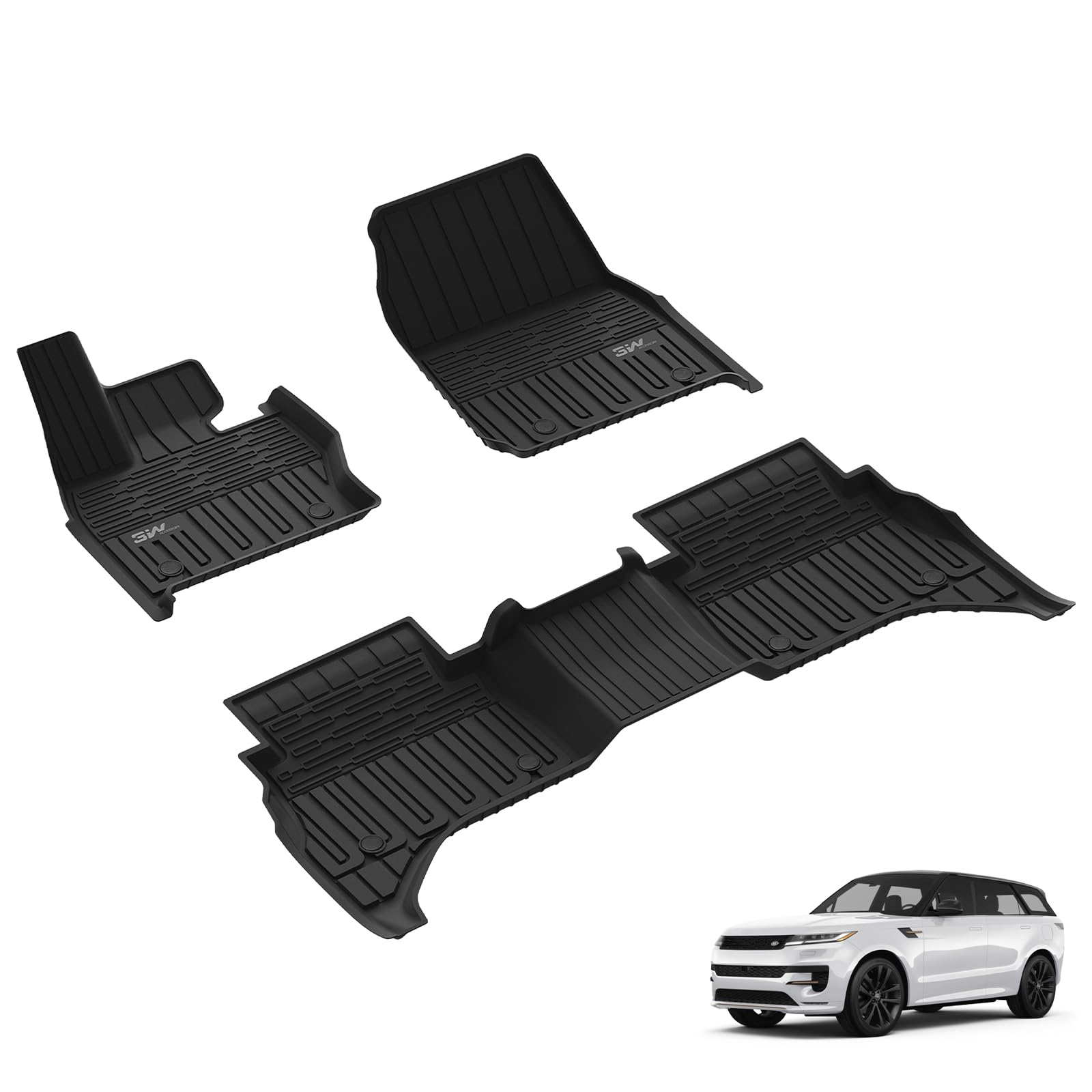 3W Floor Mats Fit Range Rover Sport 2023 2024 2025(Not For Range/Land Rover Discovery Sport) Tpe All Weather Custom Fit For Land