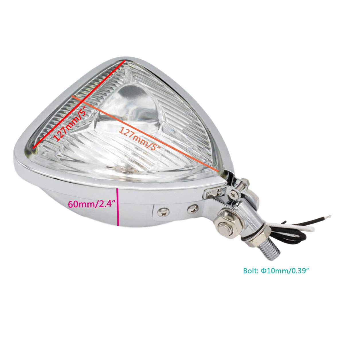 Fatecim Mini Thin Section Triangle Motorcycle Headlight Clear Lens Chrome Light For Harley Chopper Custom