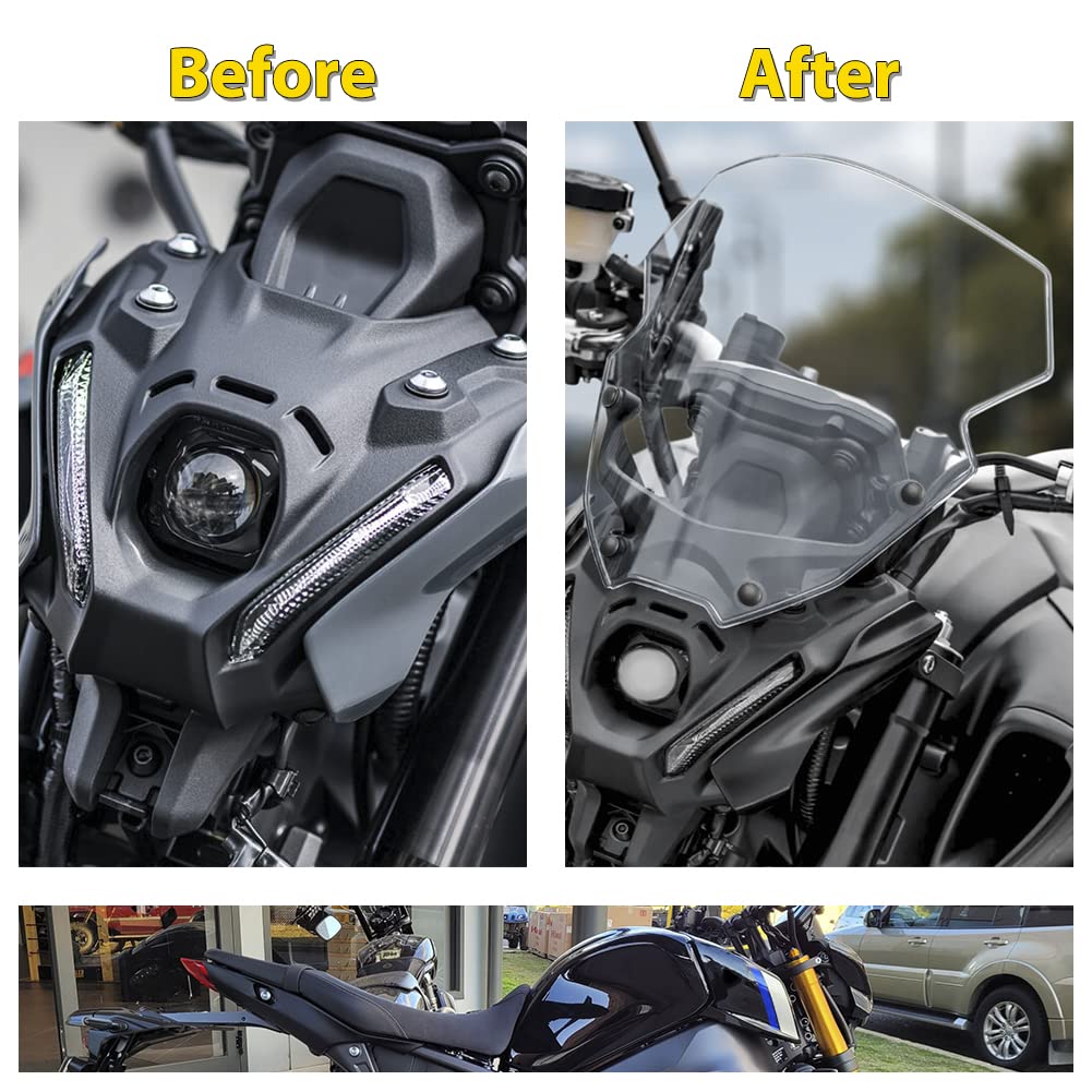 Lorababer Motorcycle Windshield Spoiler Windscreen Air Flow Wind Deflector Compatible With Y-Amaha Mt09 Mt 09 Mt-09 2021 2022 21