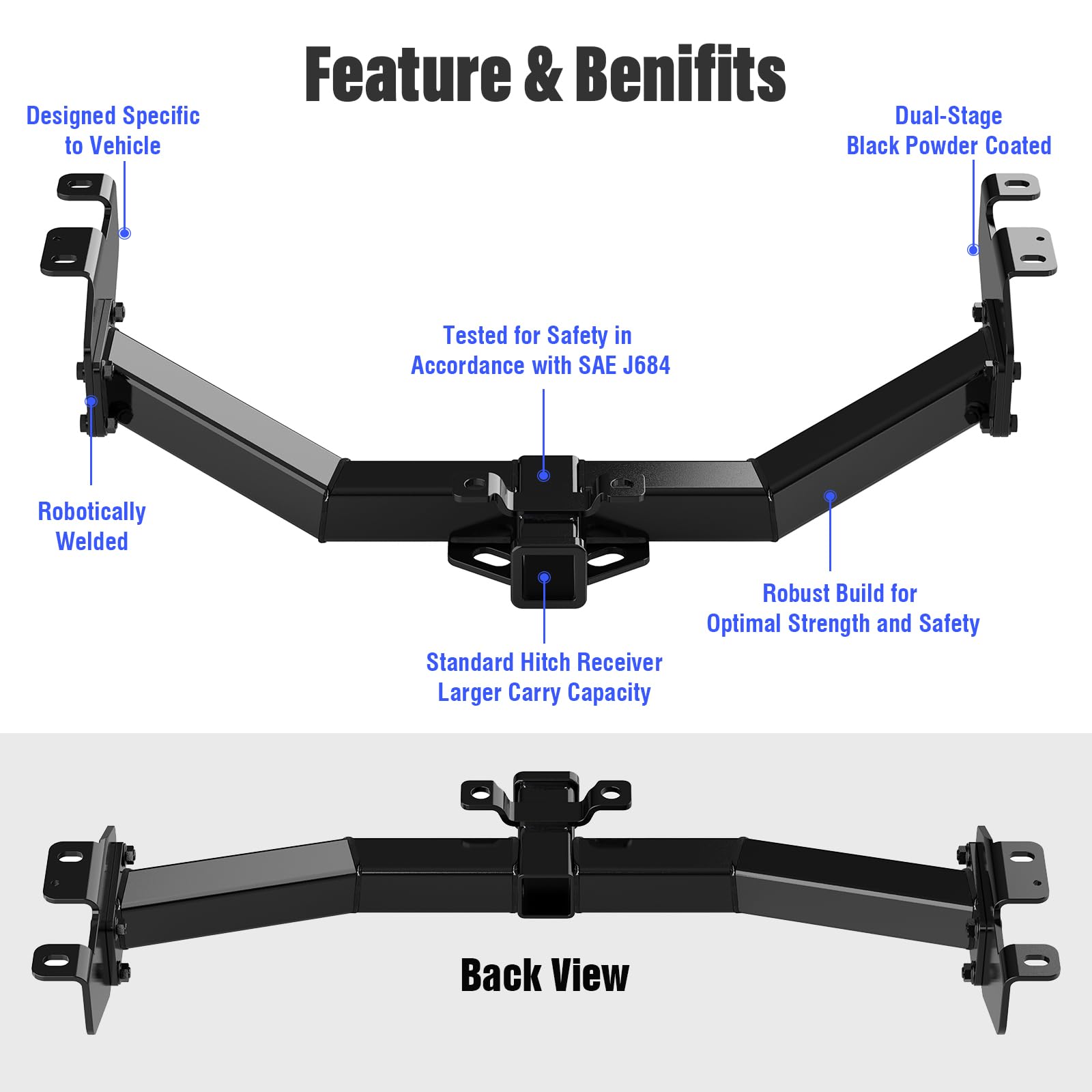 APS Assembly Class 3 Trailer Hitch 2 Inches Receiver Tube Towing Hitch Compatible with 1999-2013 Chevy Silverado GMC Sierra 1500