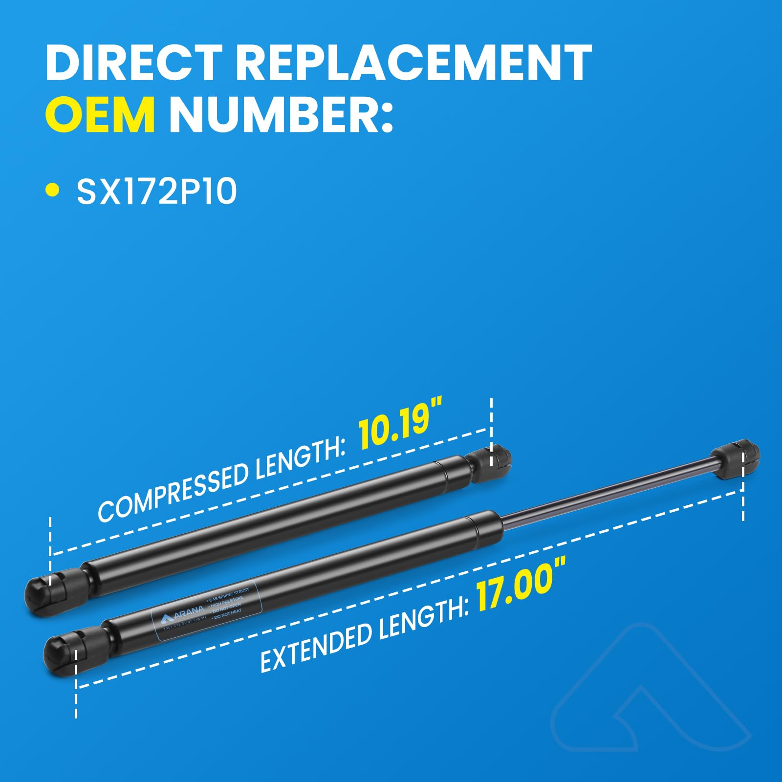 Arana 17 Inch 10Lb Gas Struts Spring Shock 17 '' 45N Lift Support Sx172P10 For Leer Camper Shell Topper Door Window A.R.E Truck