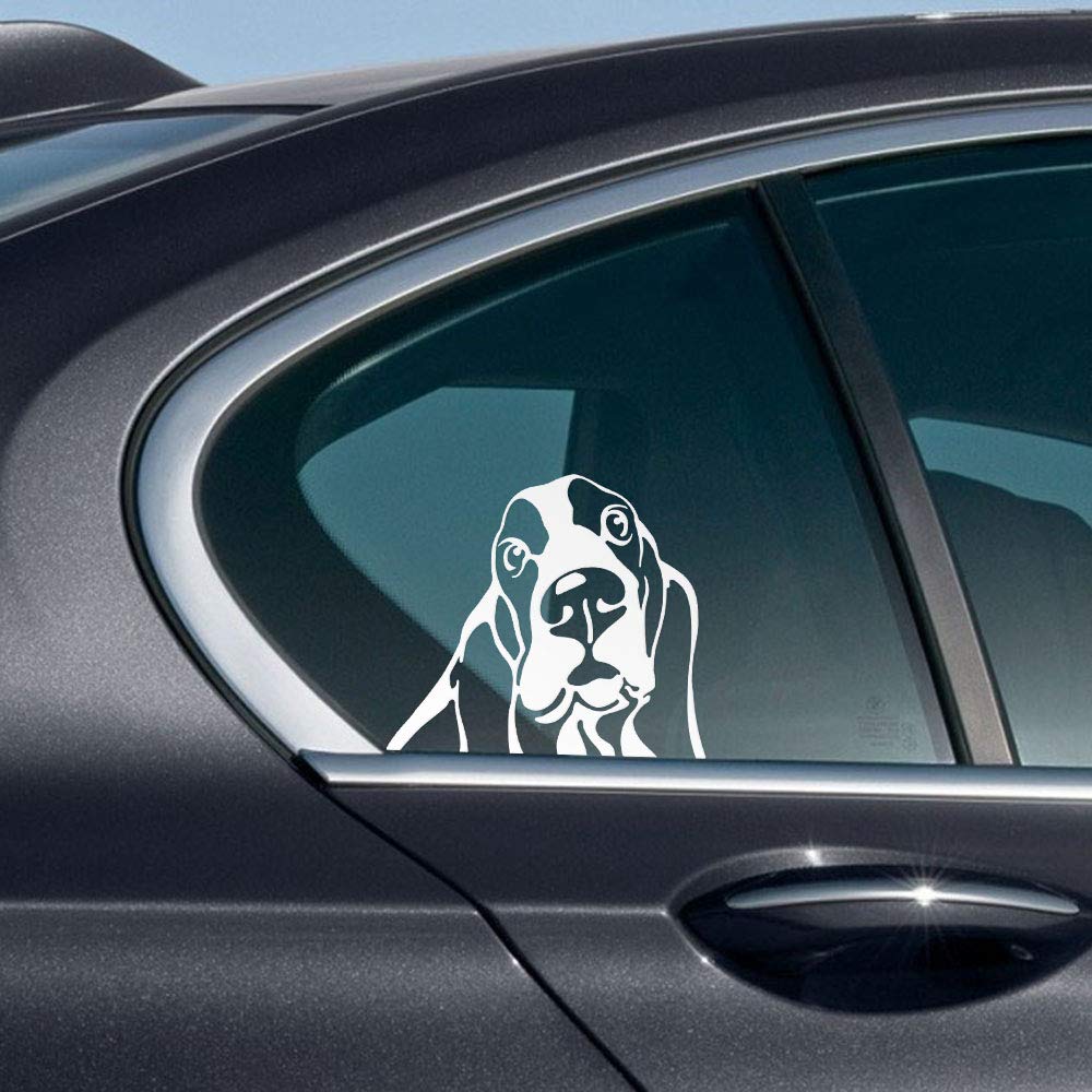Wirester 6 Inch Clear Vinyl Decal Sticker Decoration For Car Window (Or Any Flat Surface) - Basset Hound Dog