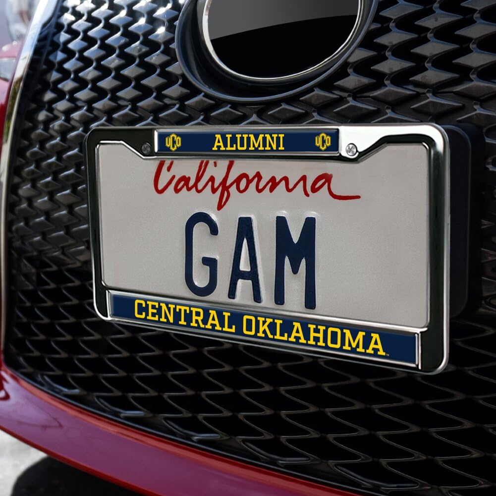 GRAPHICS & MORE Metal License Plate Frame for University of Central Oklahoma Alumni - Full Size, Central Oklahoma Bronchos Color