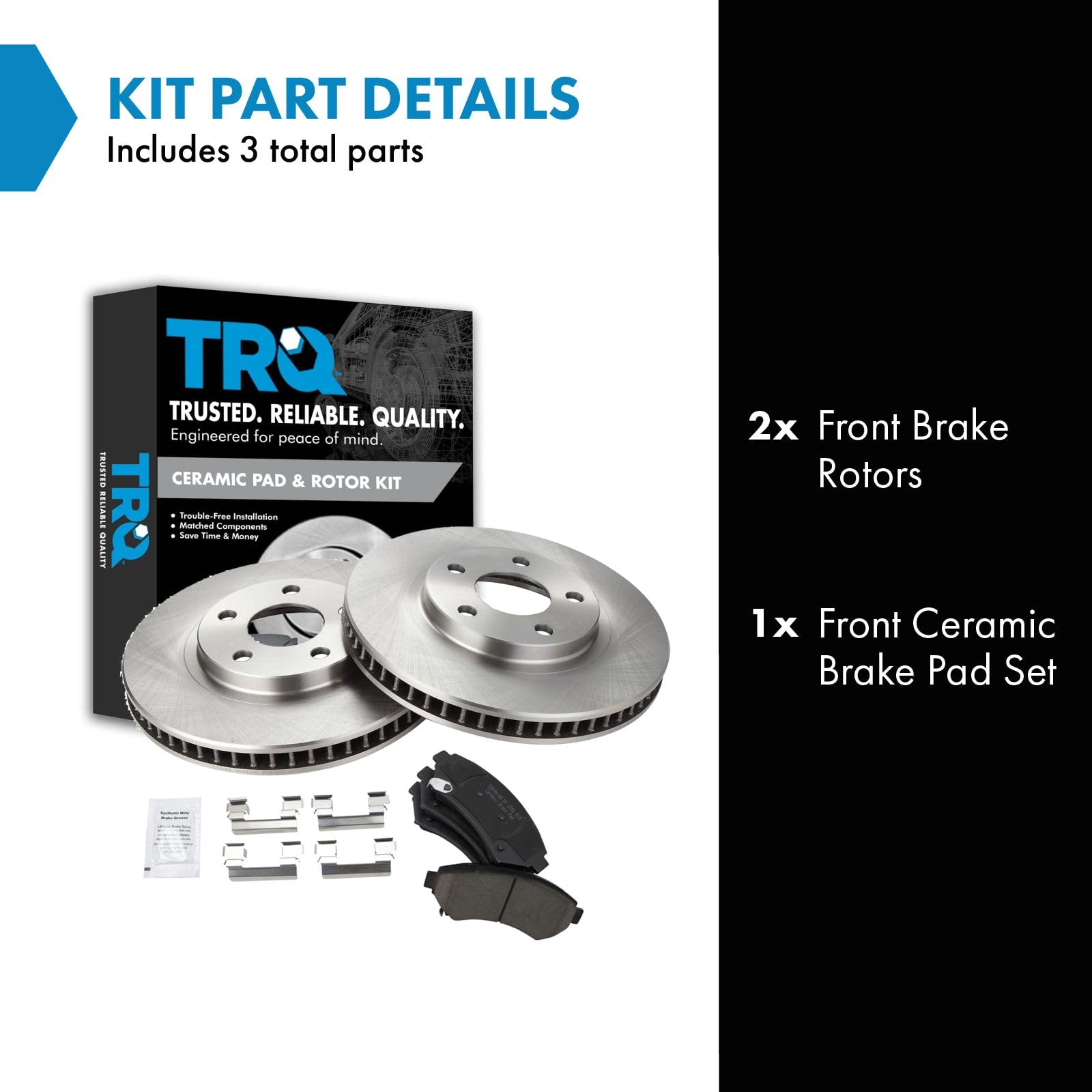 Trq Front Ceramic Brake Pad & Rotor Kit For Buick Cadillac Chevy Pontiac