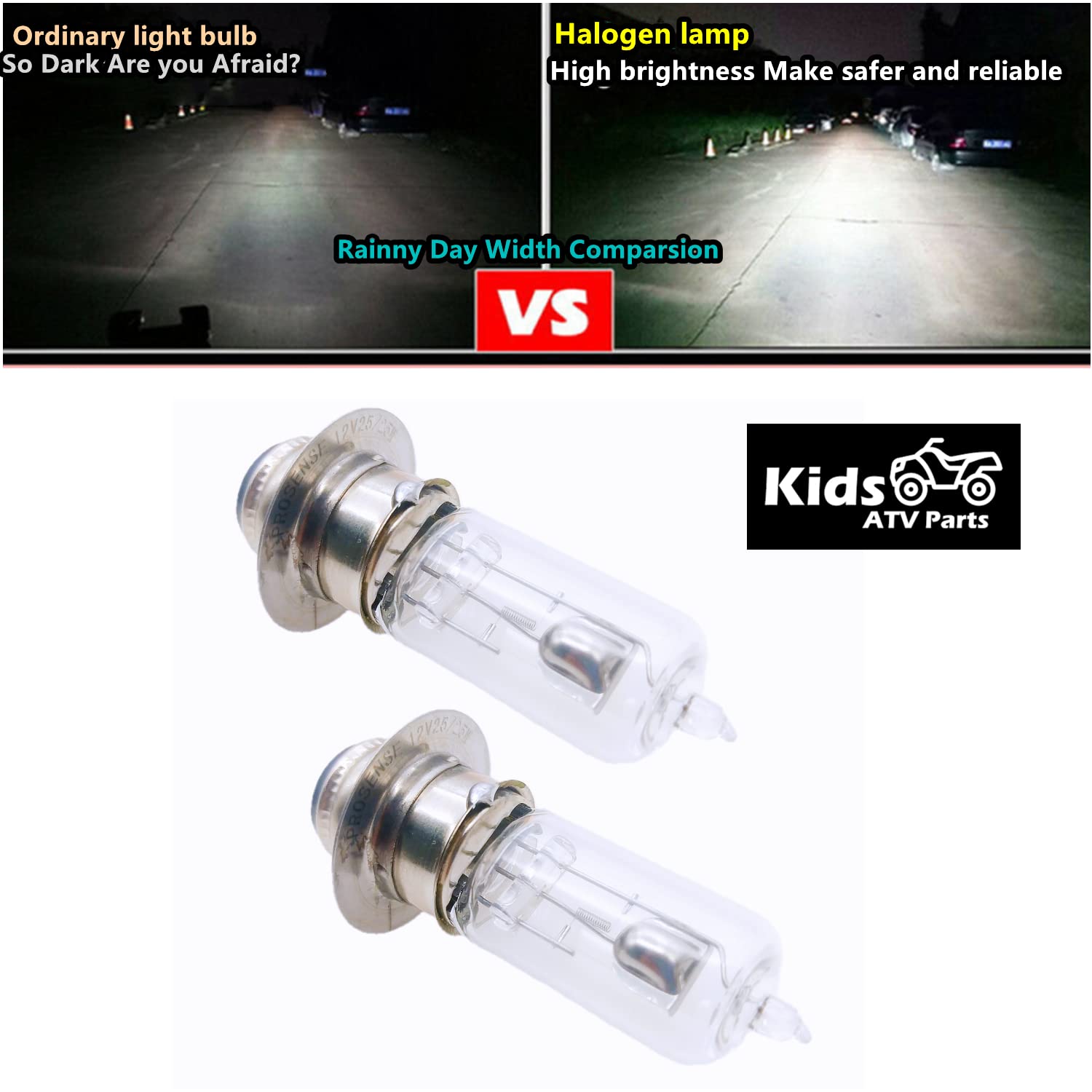 (Set of 2) 12V 35W Halogen Headlight Head Light Bulb for Scooter ATV Moped Quad Go Kart Motorcycle 4 Wheeler Dune Buggy Sandrail