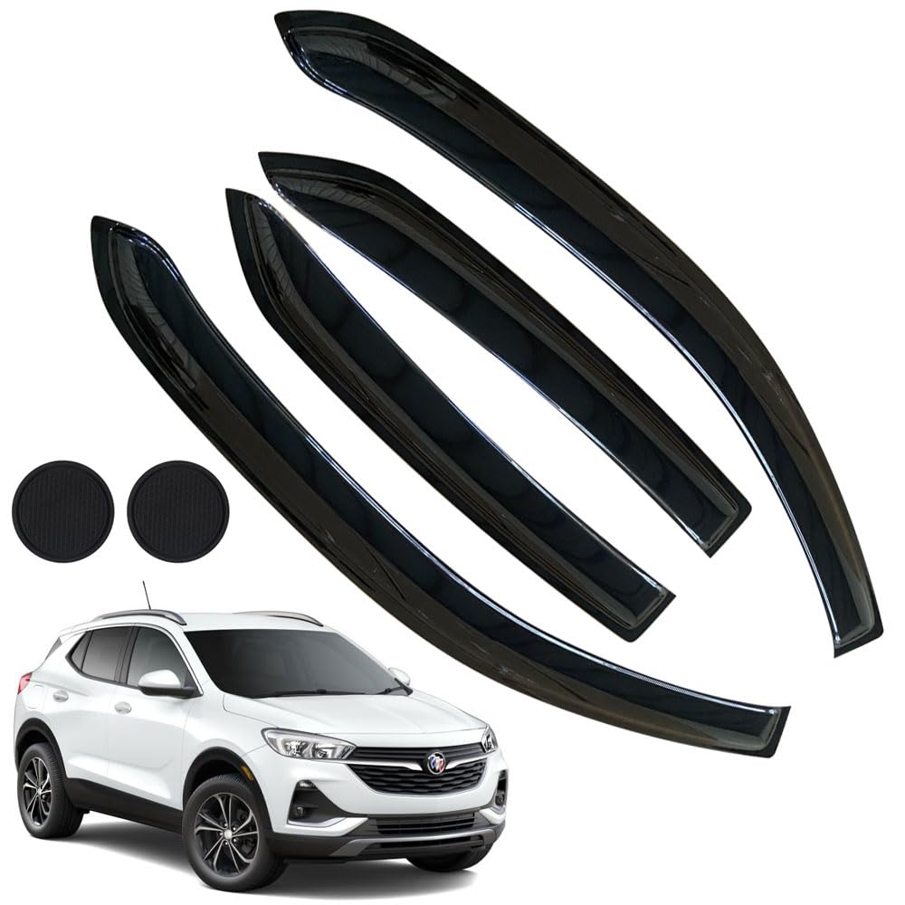 Letingfar Rain Guards For Buick Encore 2013-2022/Chevrolet (Chevy) Trax 2014-2022, Tape-On Side Window Deflectors For Buick Enco