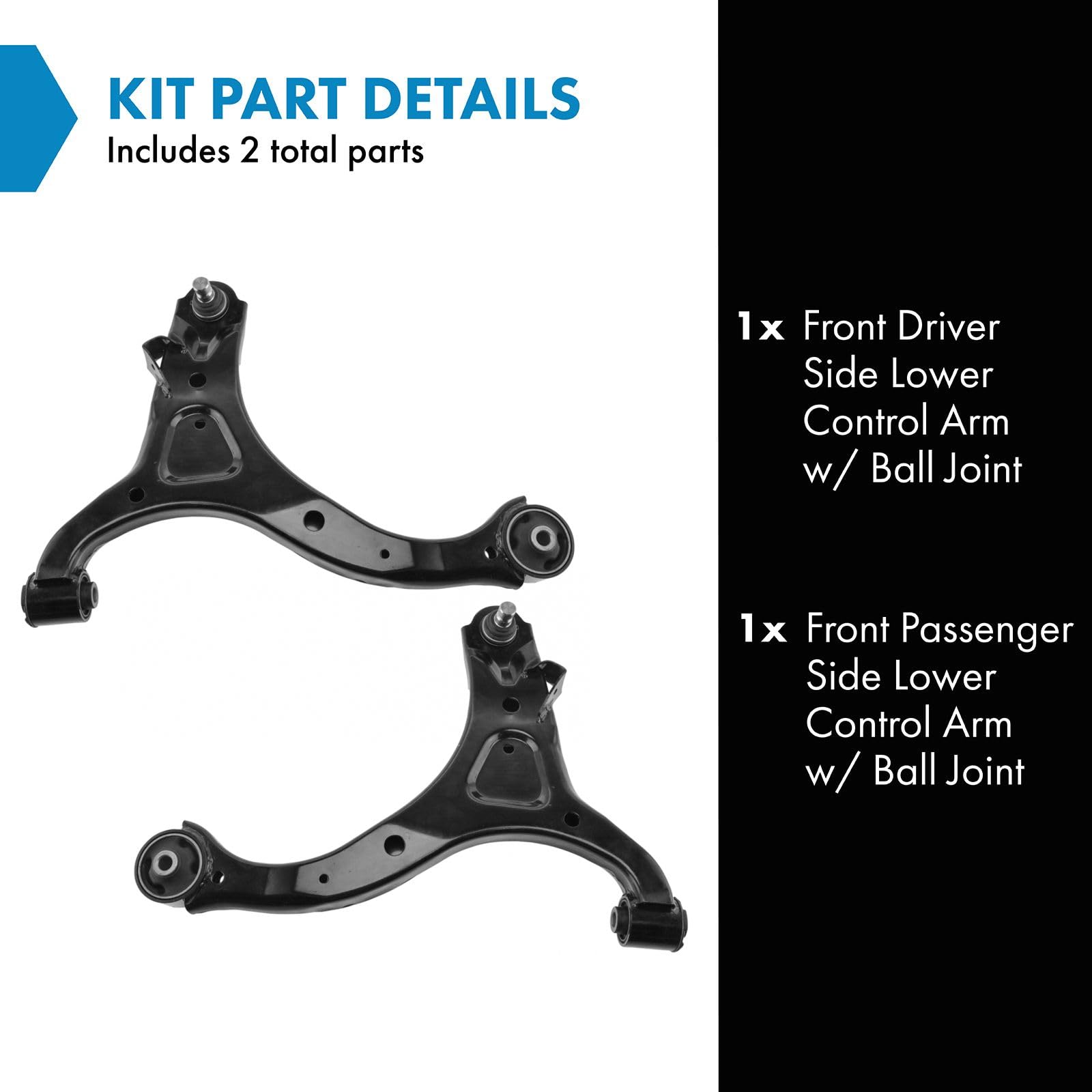 Trq Front Lower Control Arm With Ball Joint Set Compatible With 2007-2012 Hyundai Santa Fe 2011-2013 Kia Sorento
