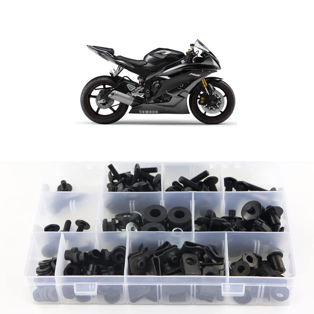 Xitomer Full Sets Fairing Bolts Kits, Fit for YZF-R6 2006 2007, Mounting Kits Washers/Nuts/Fastenings/Clips/Grommets (Matte Blac