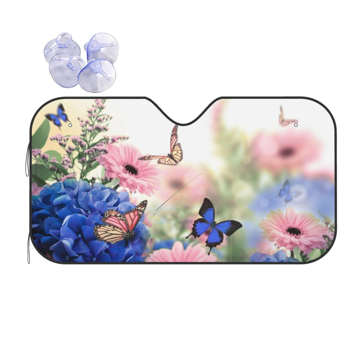 Flower and Butterfly Windshield Sun Shade Front Protector Folding Car Sun Visor Blocks Uv Rays Keeps Your Vehicle Cool