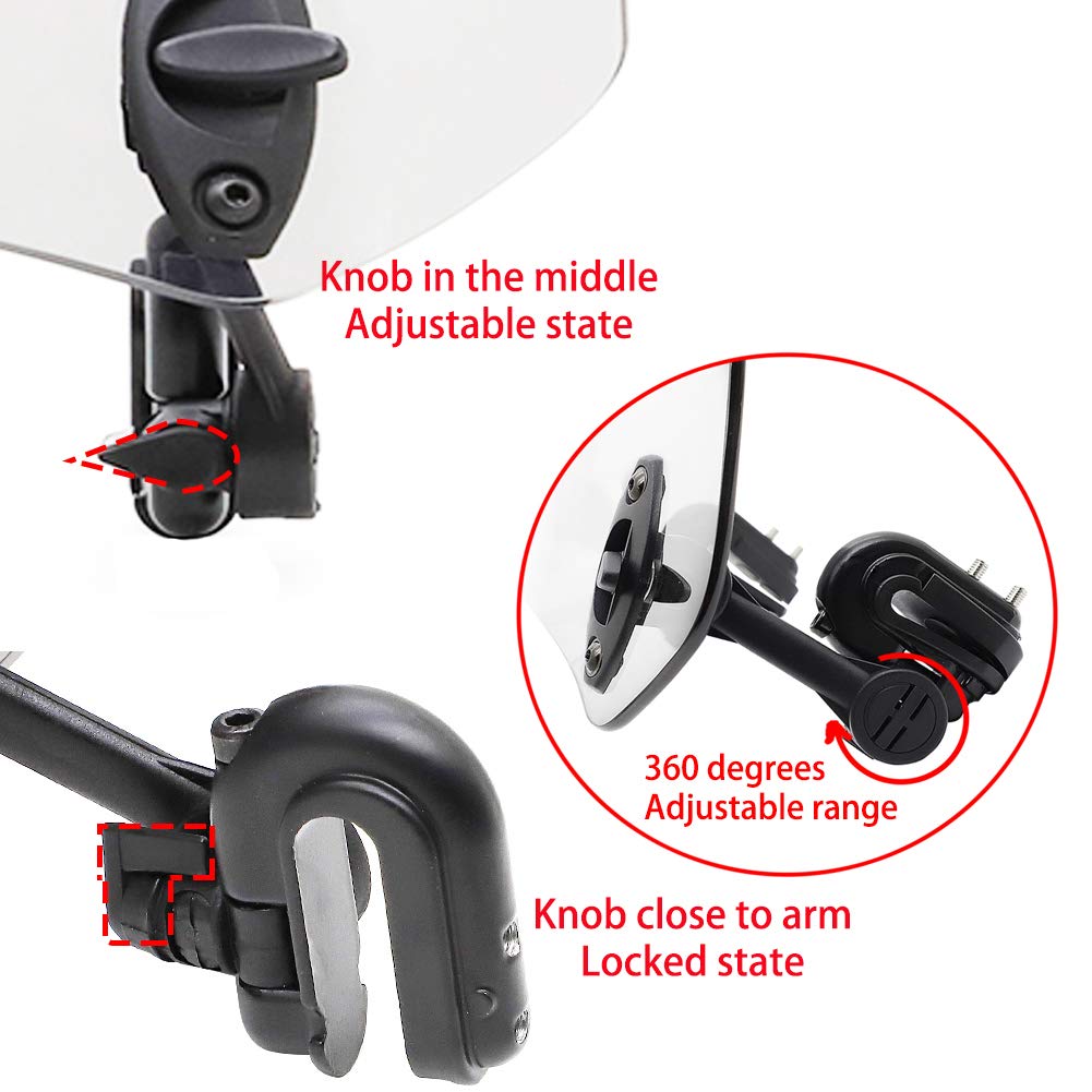 Motoparty Motorcycle Windshield Extension - Universal Adjustable Clip-On Windscreen Extender- For Honda Suzuki Kawasaki Yamaha Aprilia(Transparent)