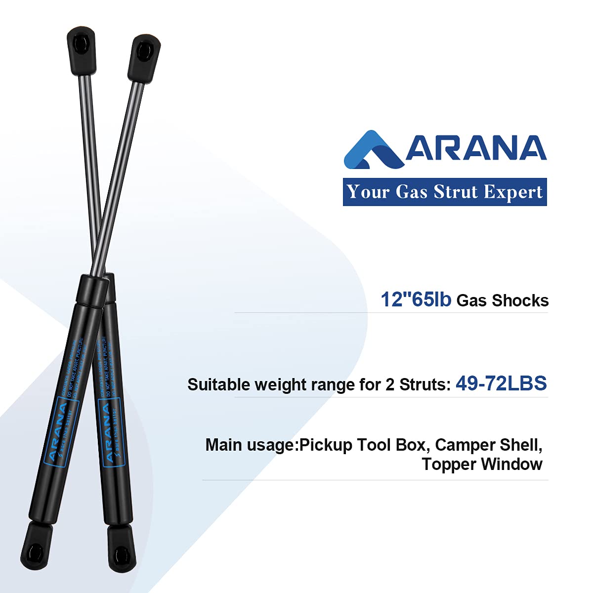 Arana C16-25563 Gas Struts 12 Inch 65 Lbs/289N Lift Support 12 '' Gas Shocks Springs For Mustang Gt Hood Are Camper Shell Rear W