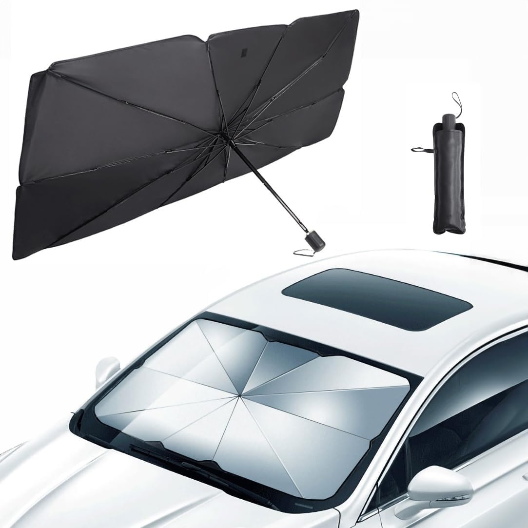 Calyrex Foldable Sunshades Umbrella to Block UV Rays, 360 Rotation Bendable Handle Sun Visor Protector for Front Windshield, Uni