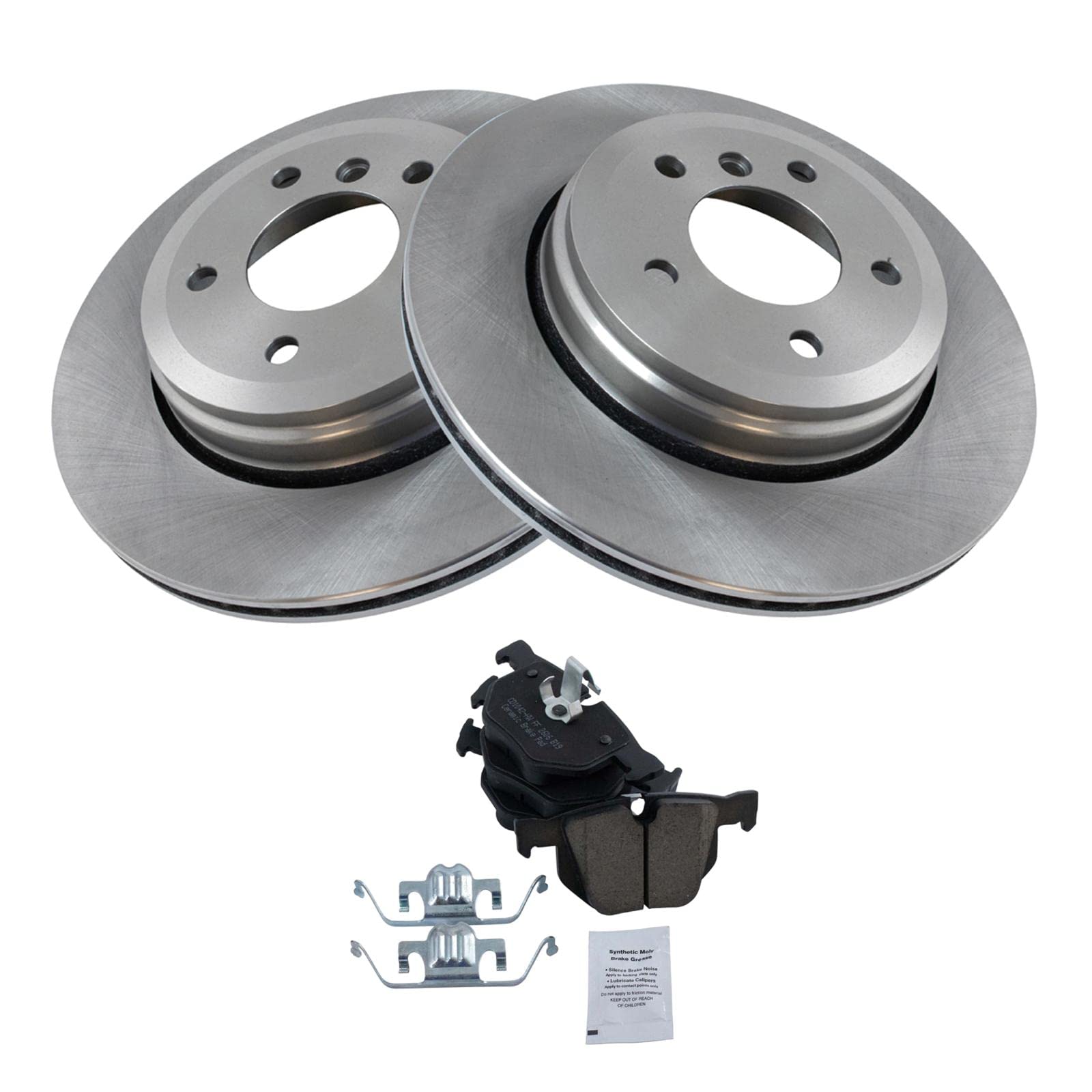Trq Rear Brake Pad & Rotor Kit Brake Pads Brake Rotor Ceramic Compatible With 2004-2007 Bmw 525I 2008-2010 528I 530I