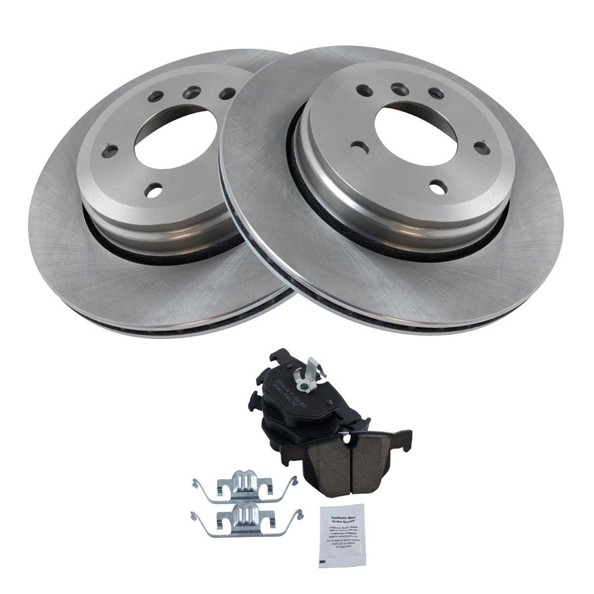 Trq Rear Brake Pad & Rotor Kit Brake Pads Brake Rotor Ceramic Compatible With 2004-2007 Bmw 525I 2008-2010 528I 530I