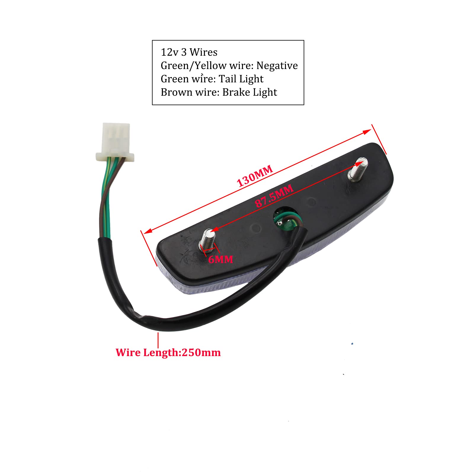 Pro Bat Chinese Atv Quad Headlight Head Light + 12V Rear Tail Brake Light 3 Pin Female Plug For Taotao 3050C Coolster Sunl 50Cc 70Cc 90Cc 110Cc 125Cc 150Cc Peace Mini Dinosaur Four Wheeler Parts