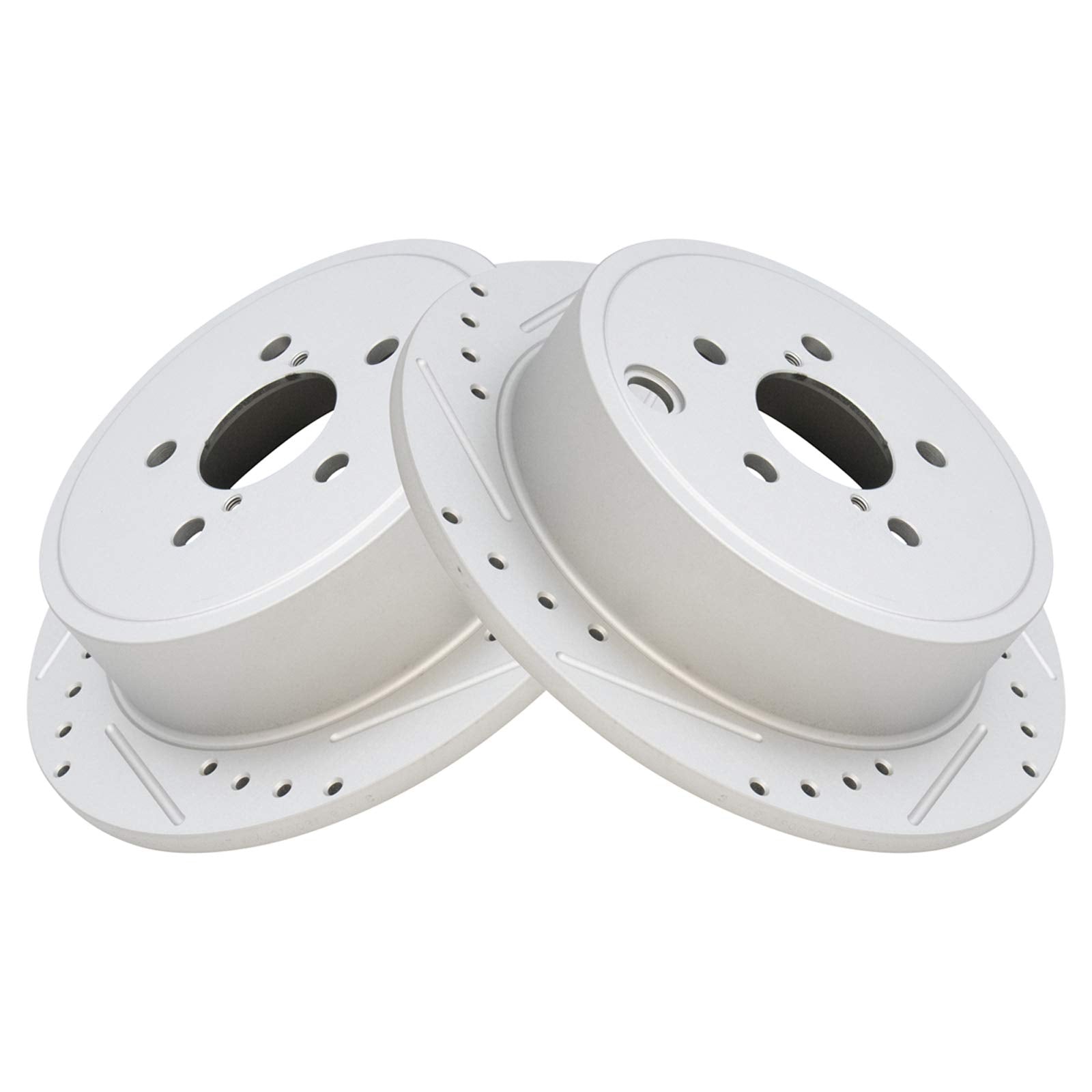 Trq Rear Performance Brake Rotors Set Premium G-Coated Cross Drilled & Slotted Compatible With 2013-2015 Subaru Brz 2009-2013 Fo